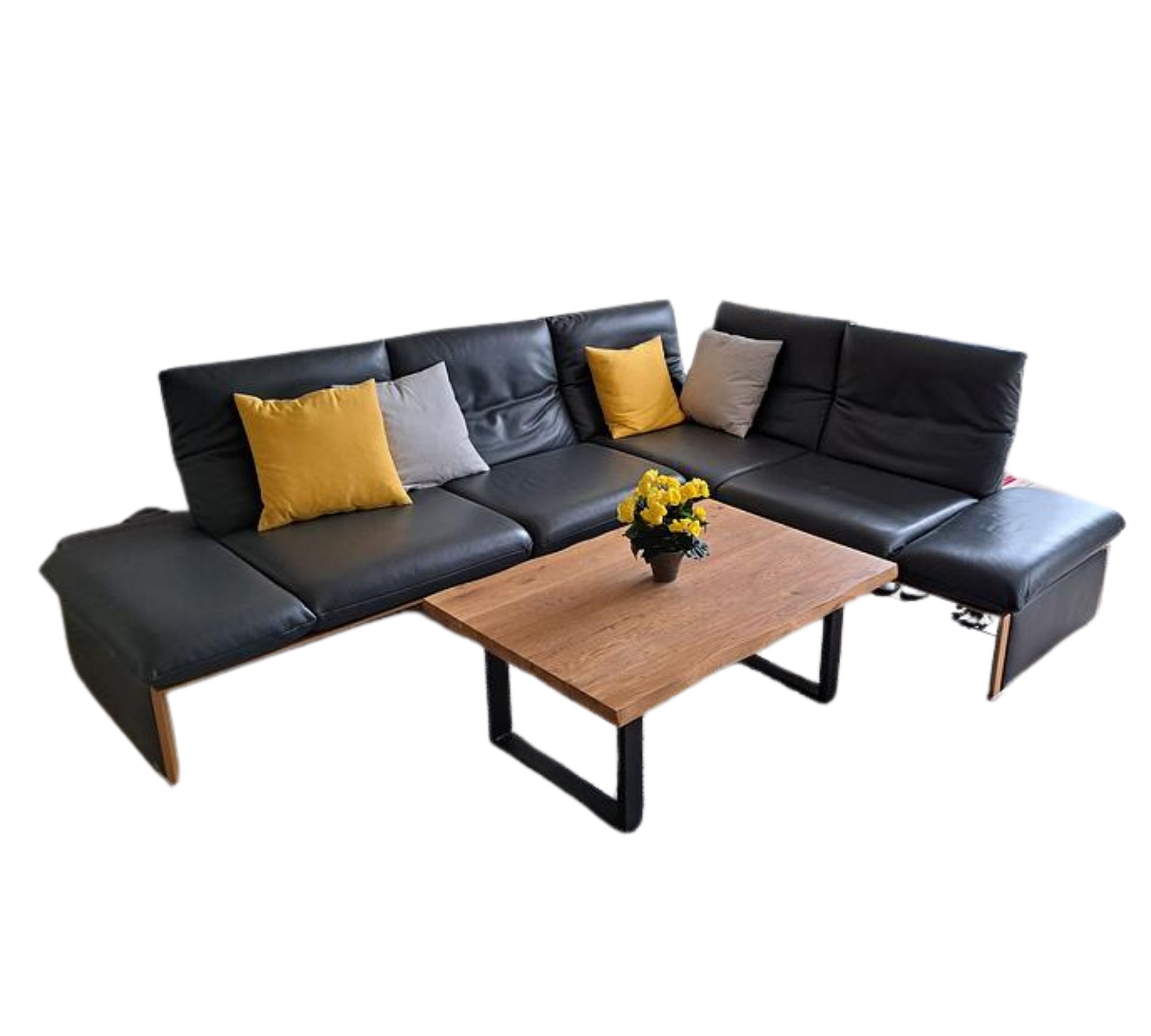 Ecksofa Leder Anthrazit