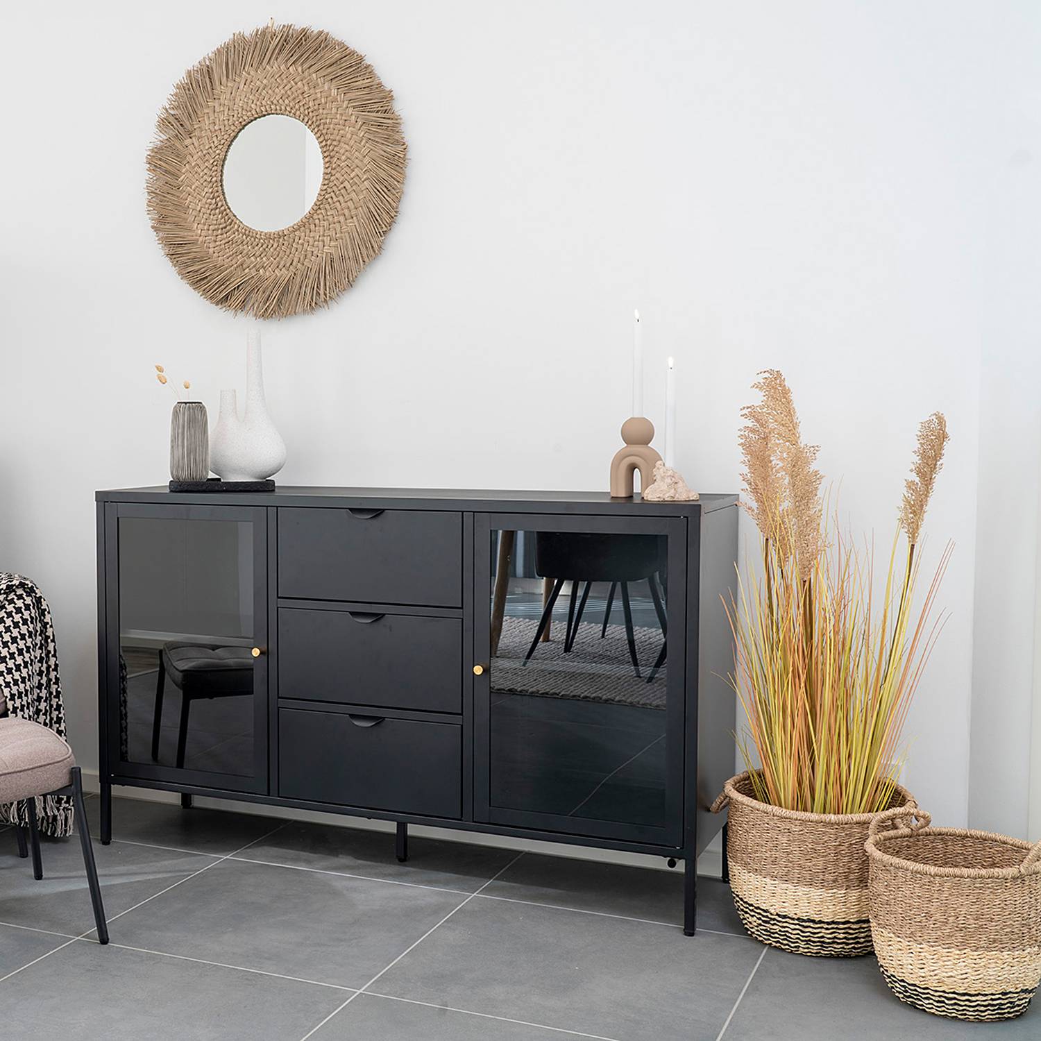 Lima Korb Seegrass Natur Schwarz