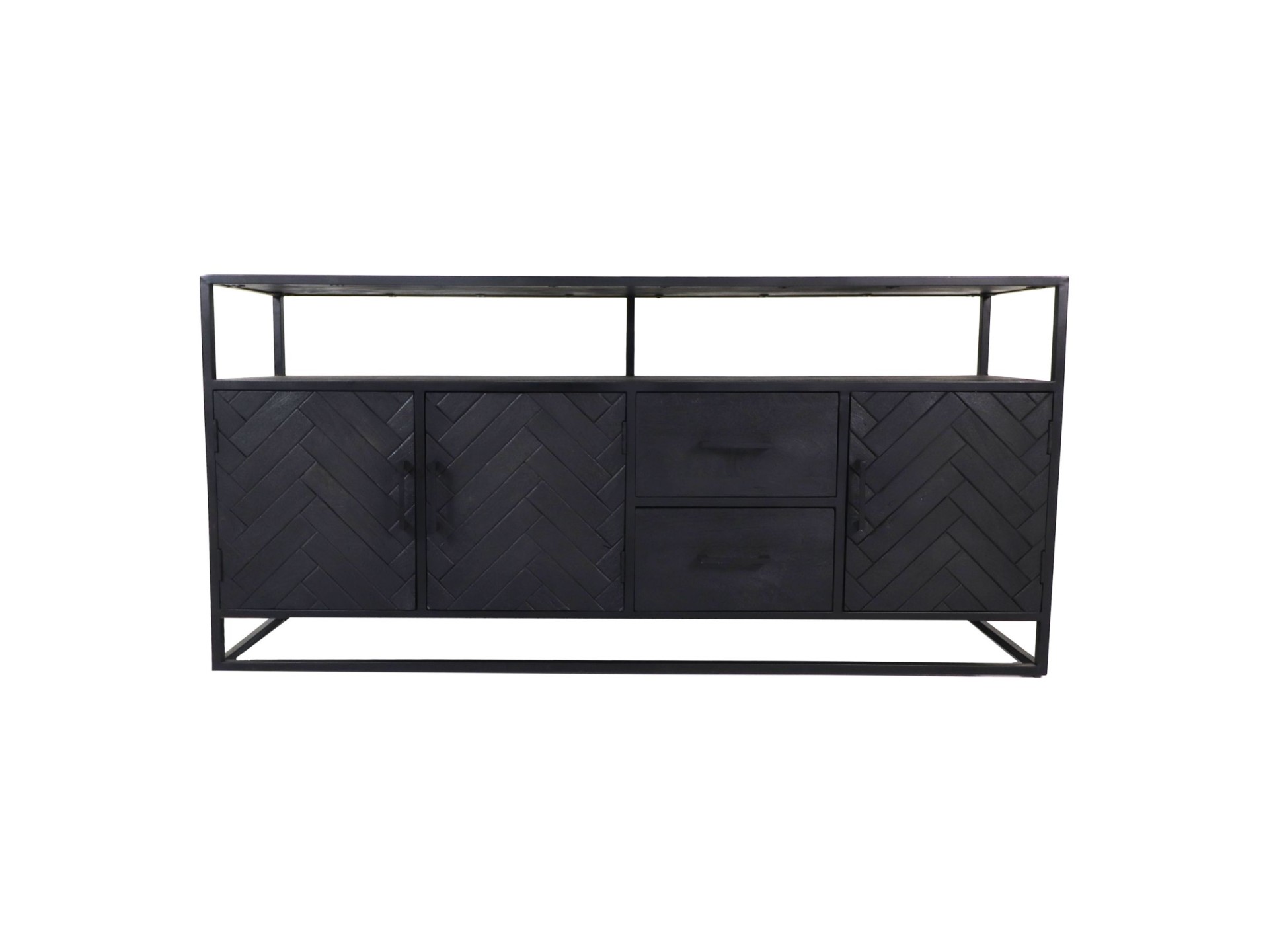 Verona Kleiderschrank Mangoholz Metall Schwarz