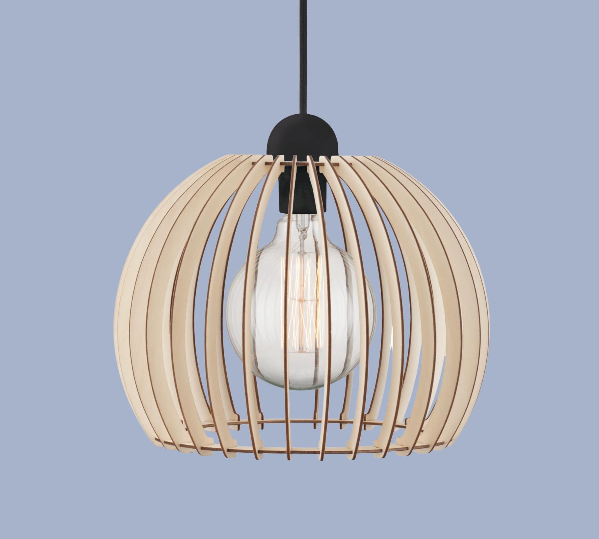 1-flammige Pendelleuchte Holz Massiv Beige
