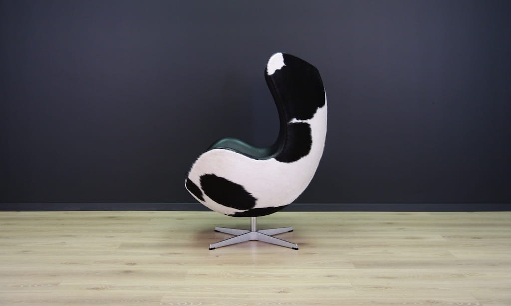 Egg Sessel Leder Arne Jacobsen Weiß Schwarz 