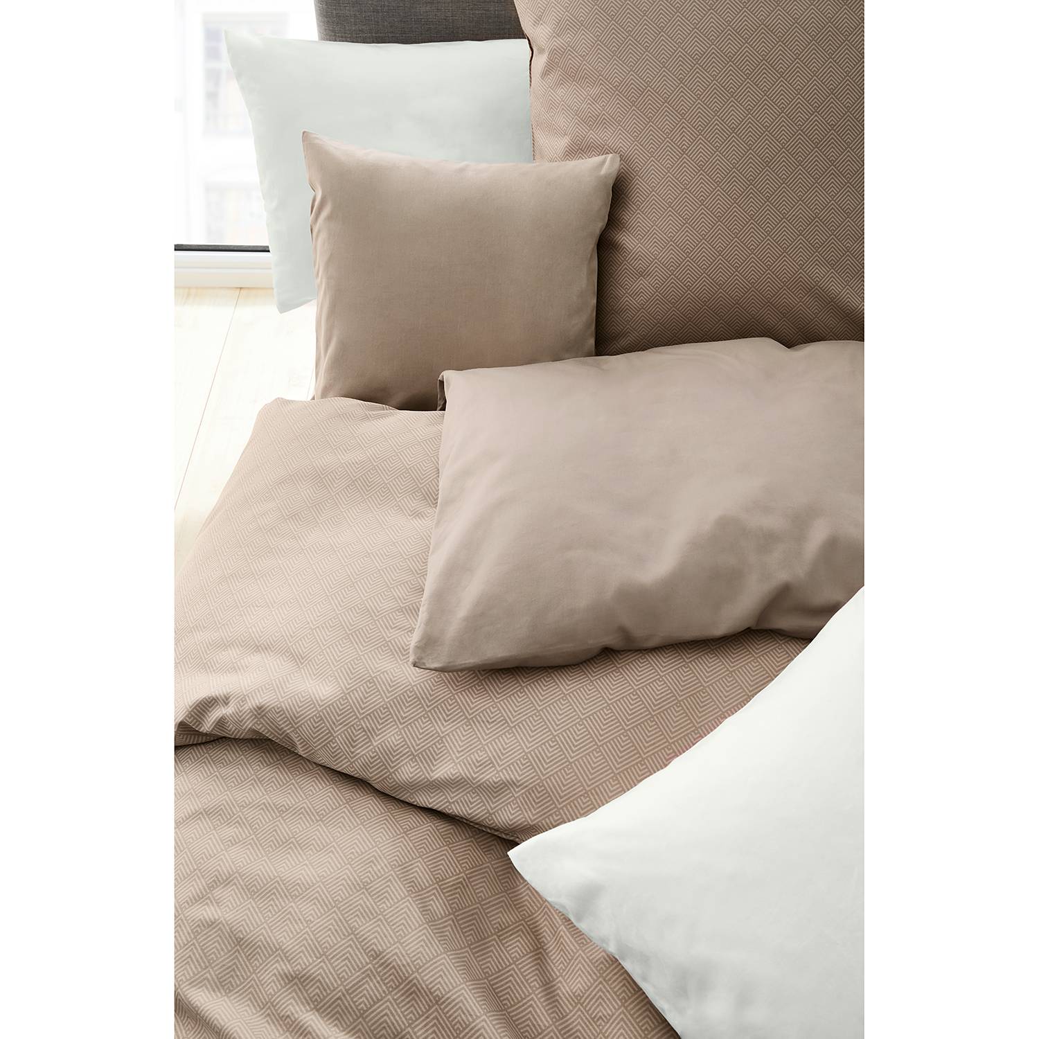 Mako-Satin Bettwäsche Falsches Uni 155 x 220 + Kissen