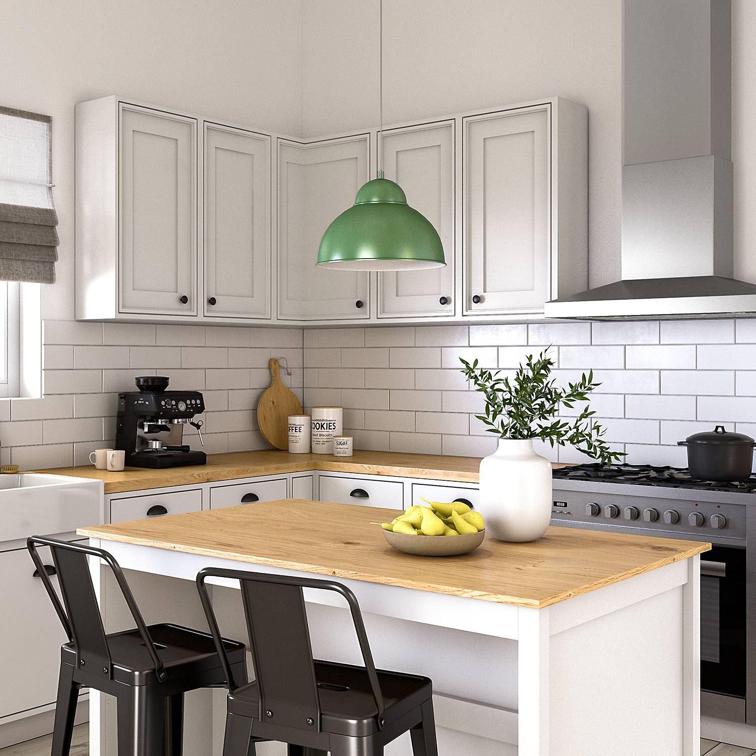 Pendant lamp Anda Iron 1-light Green