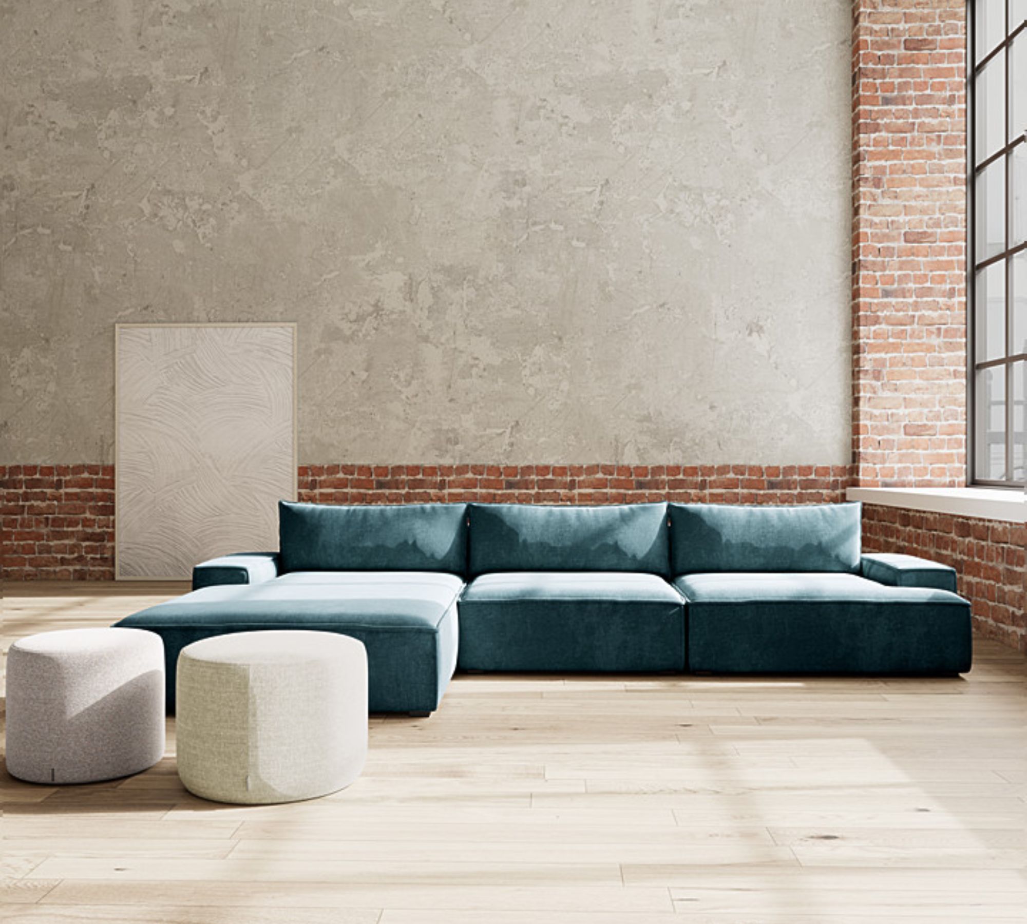 Daphne 1-Sitzer Eckmodul Rechts Danny Dusty Blue