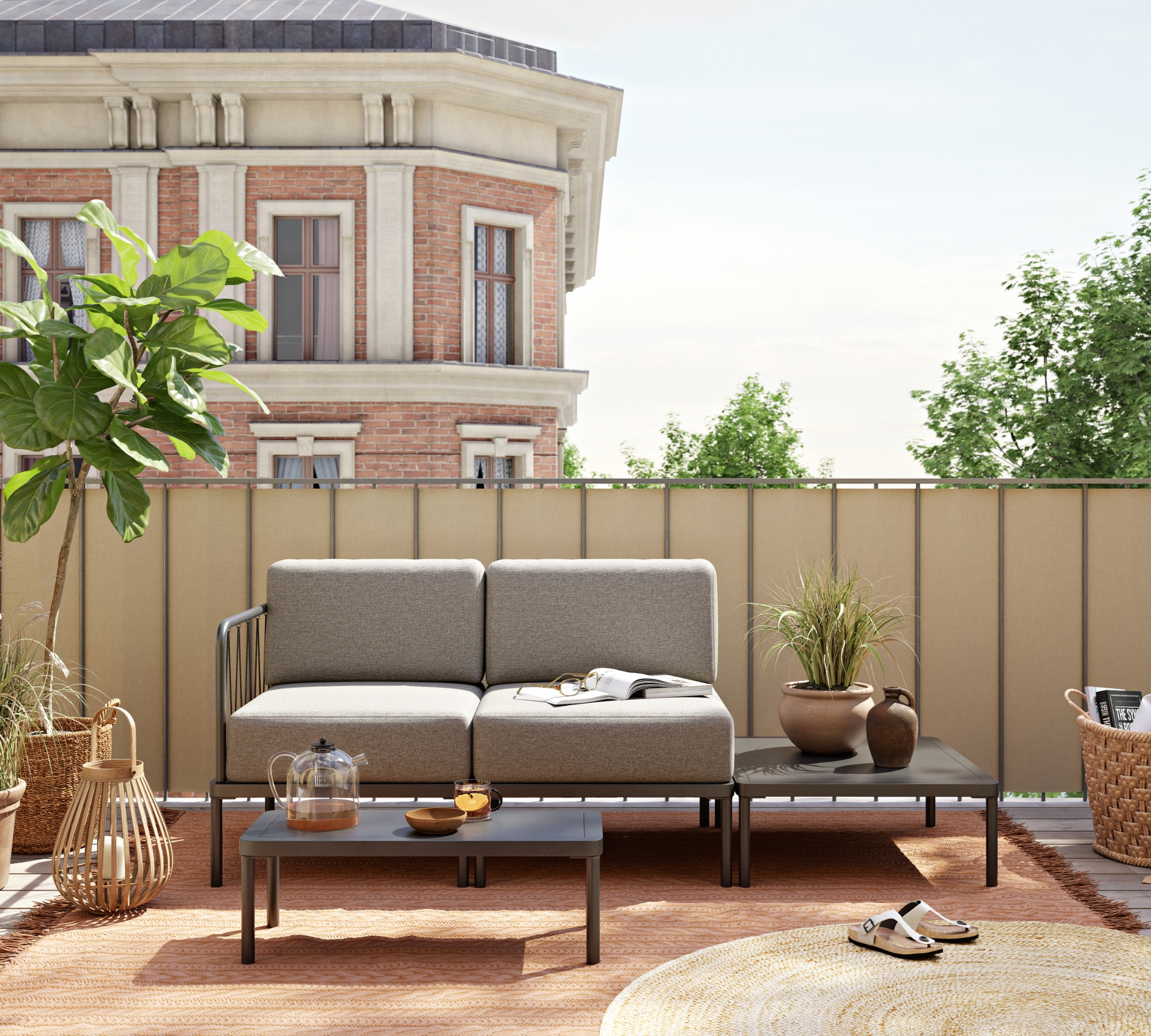 Hadley Outdoor Couchtisch Stahl Anthrazit 60 x 70 cm