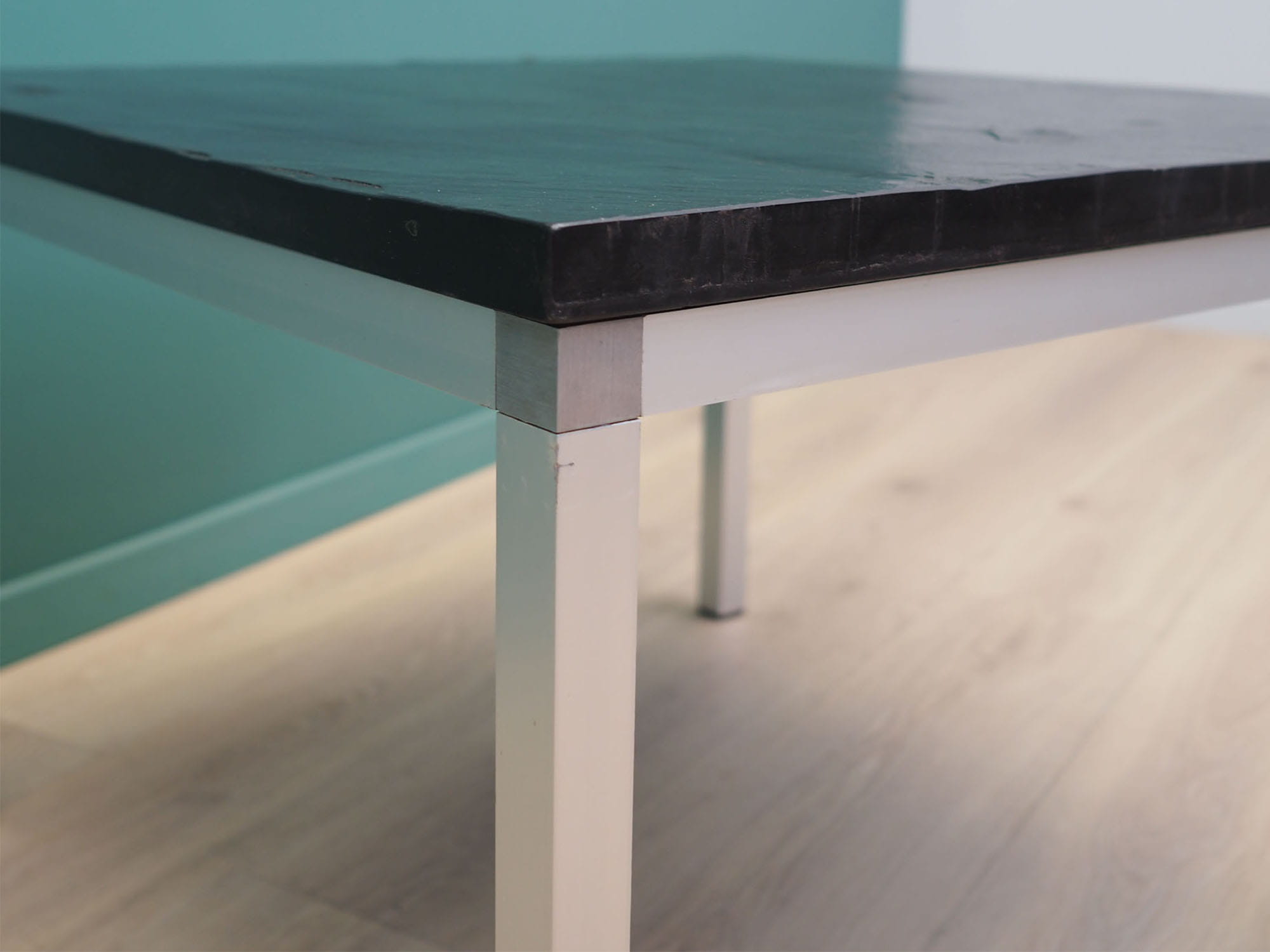 Vintage Side Table Slate Metal Black 1970s