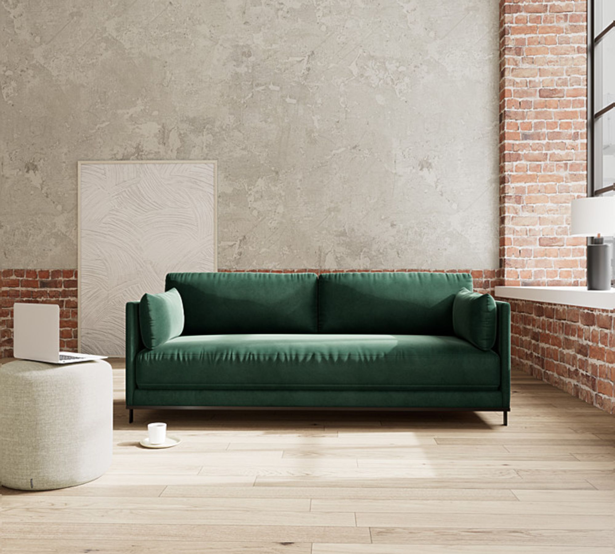 Chill by SLS Schlafsofa 3-Sitzer Velour Lux Dark Green