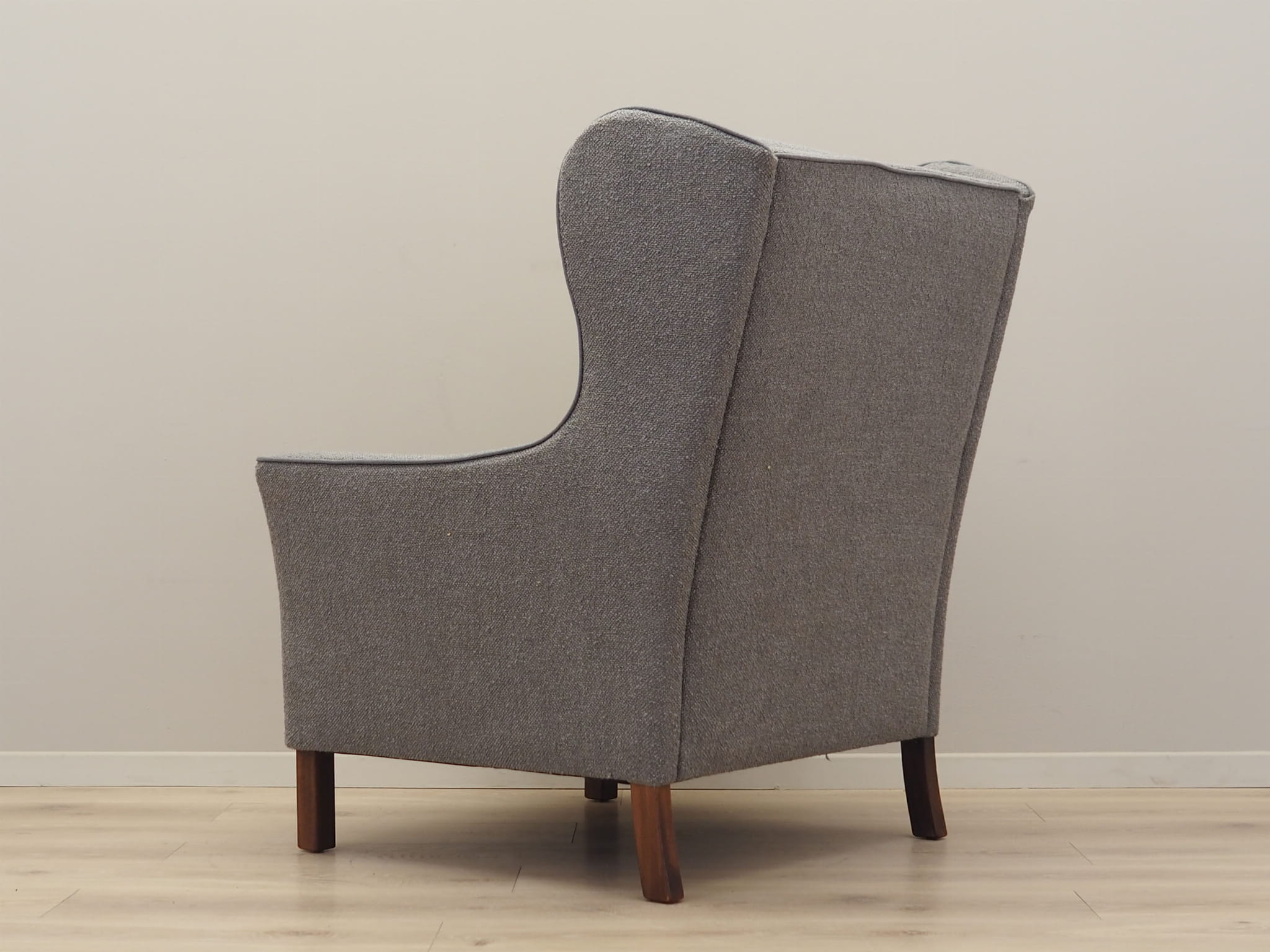 Vintage armchair beech wood textile grey 1970s