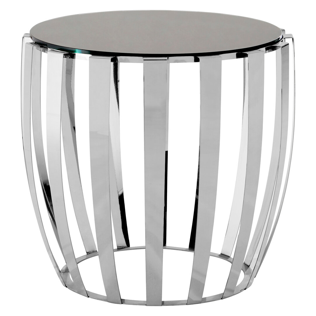 Yasmin Round Side Table Stainless Steel Silver Black