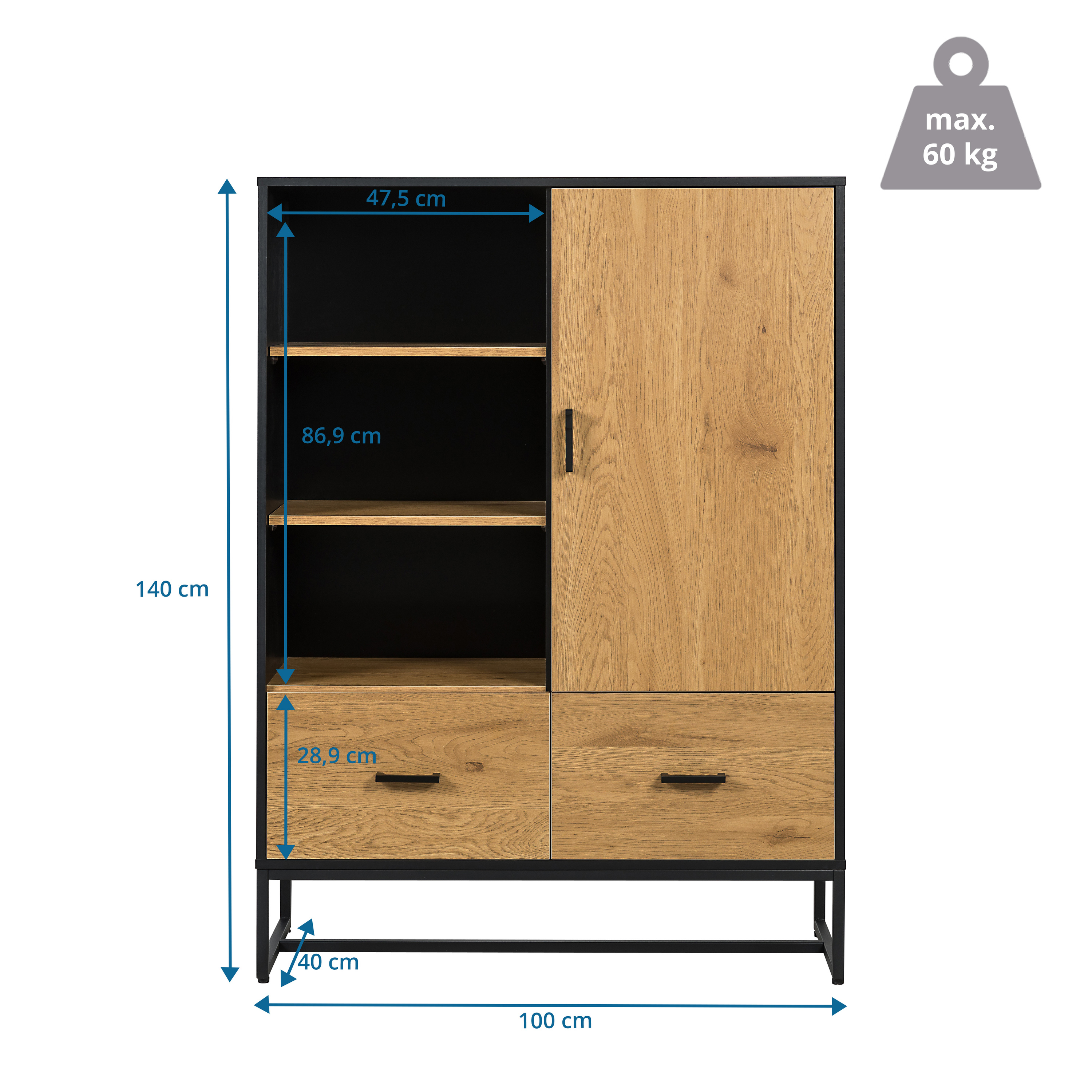 Amio H Schrank Holz Schwarz