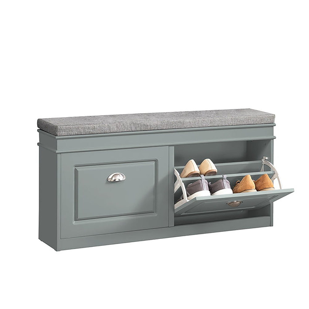 Estha I Shoe cabinet bench with seat cushion wood grey