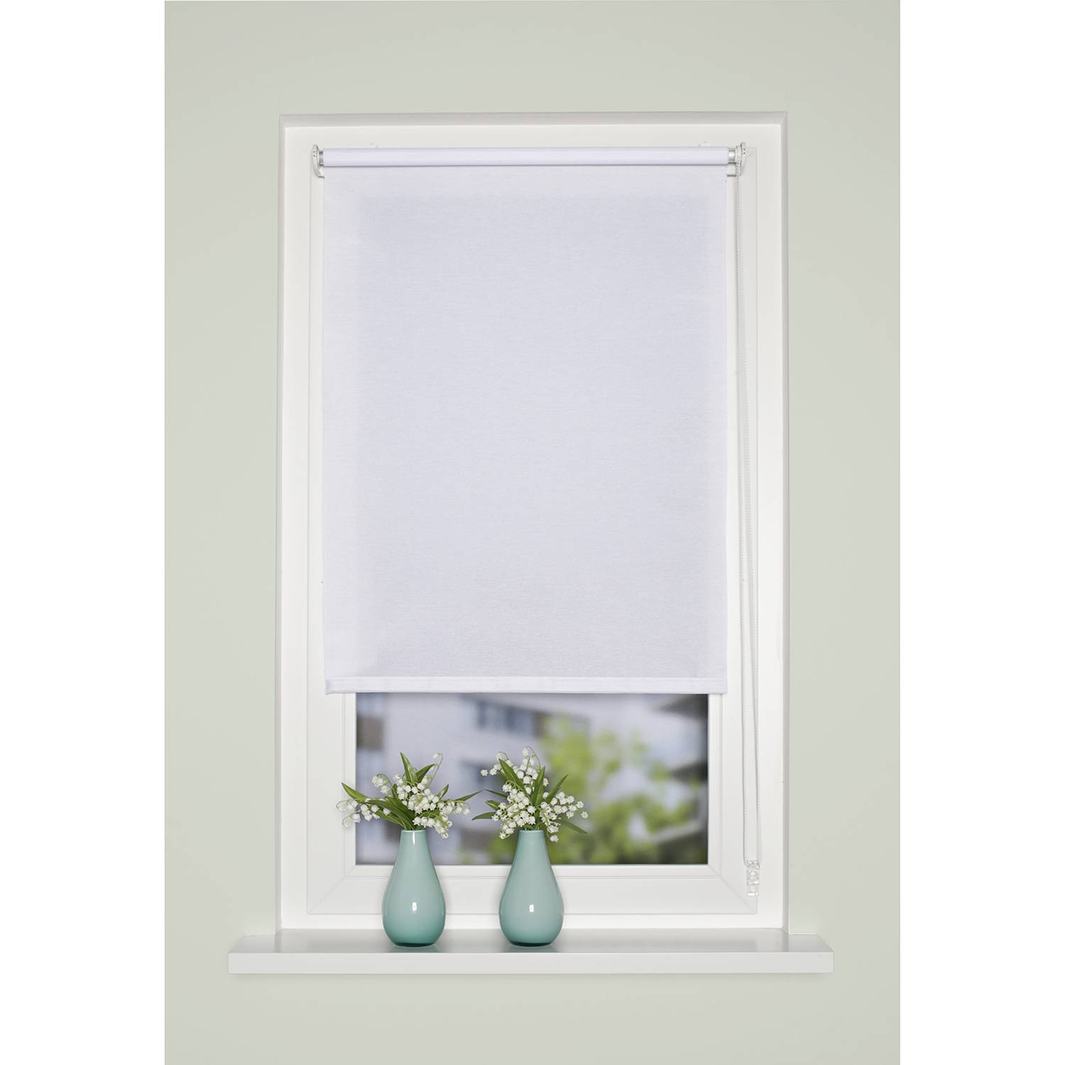 Kettenzugrollo Rom II Polyester Weiß 90 x 150 cm