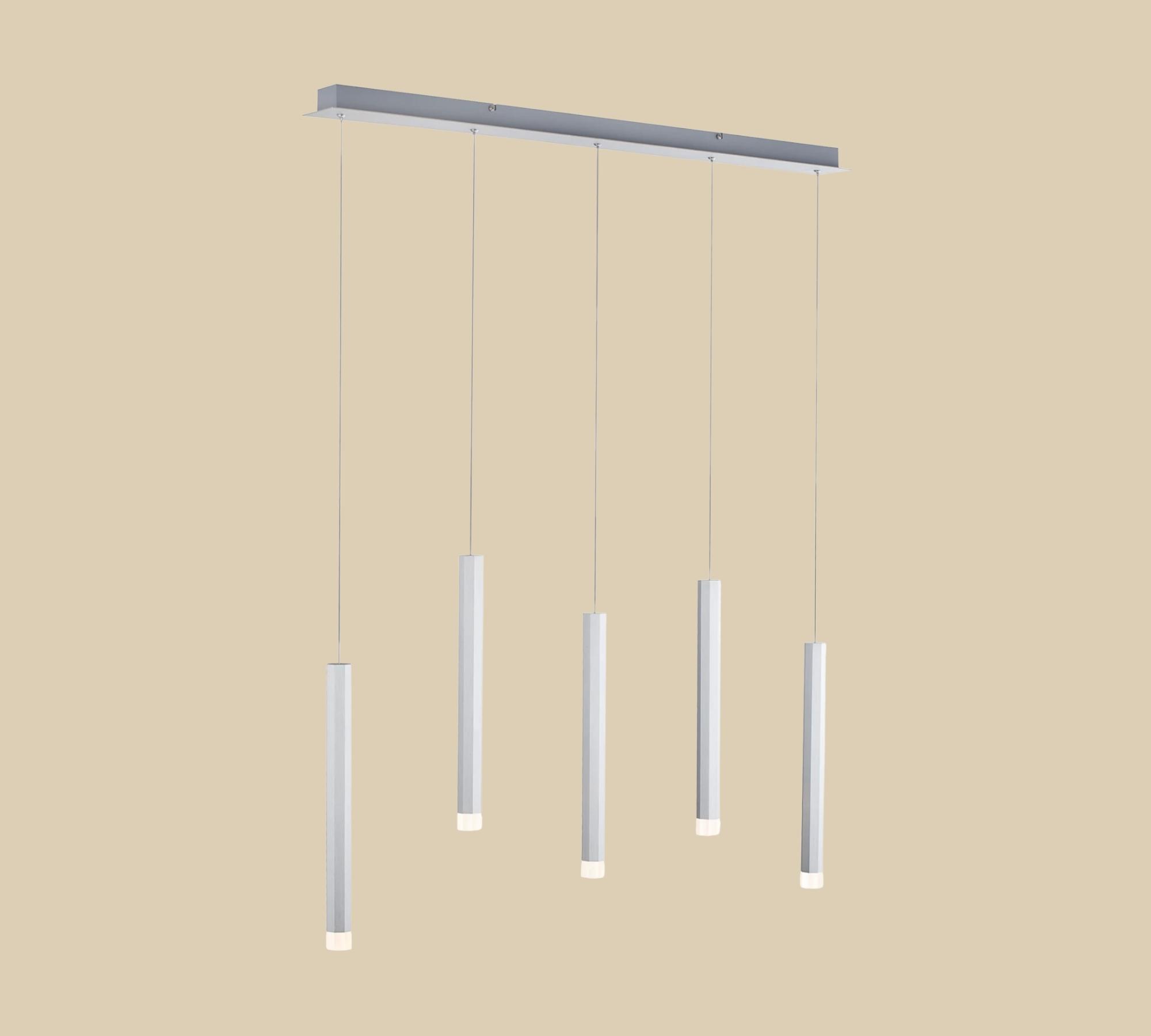 5-Flammige LED-Pendelleuchte Silber