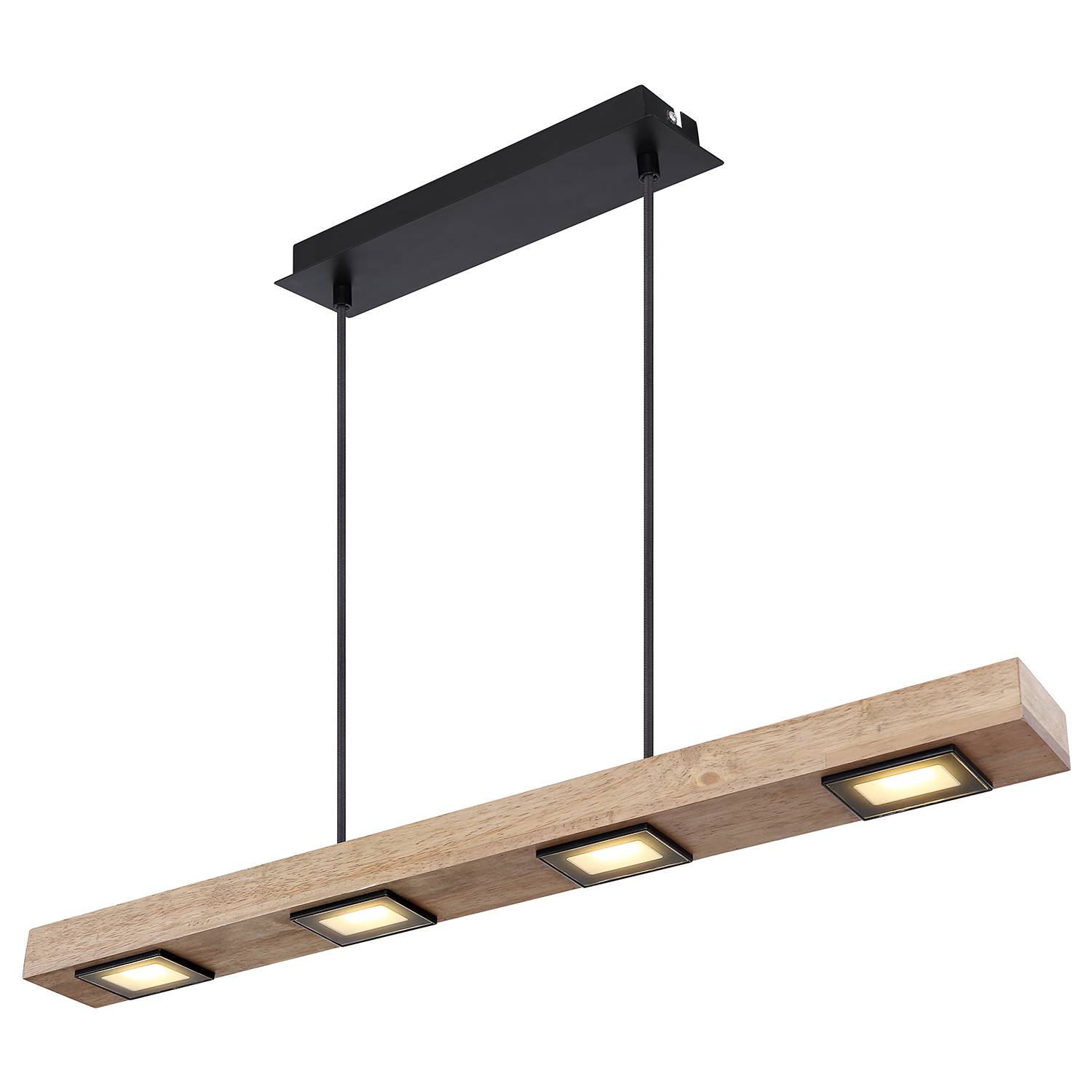 LED pendant lamp Joya iron oak solid wood black
