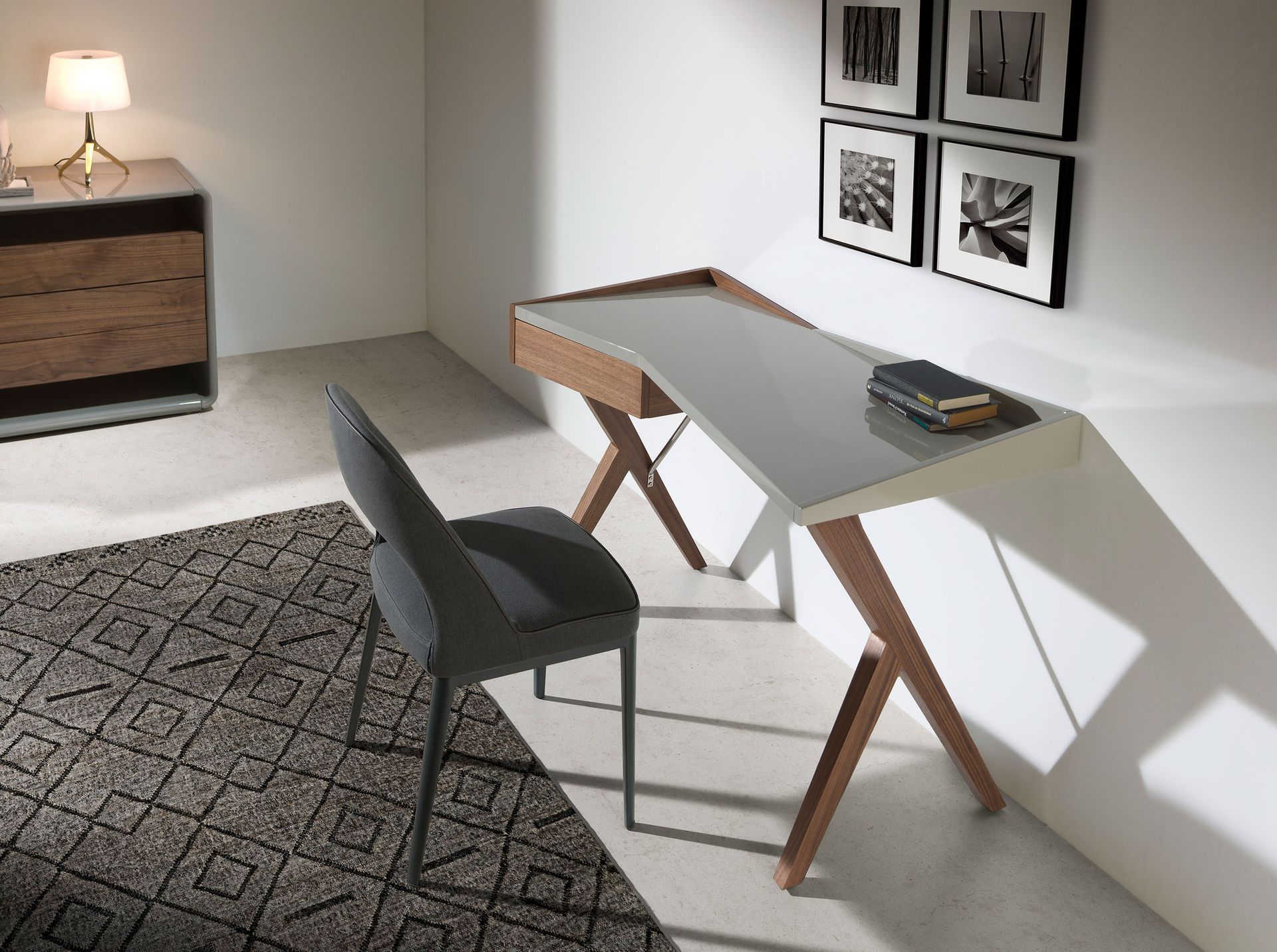 Dining chair stainless steel fabric dark grey