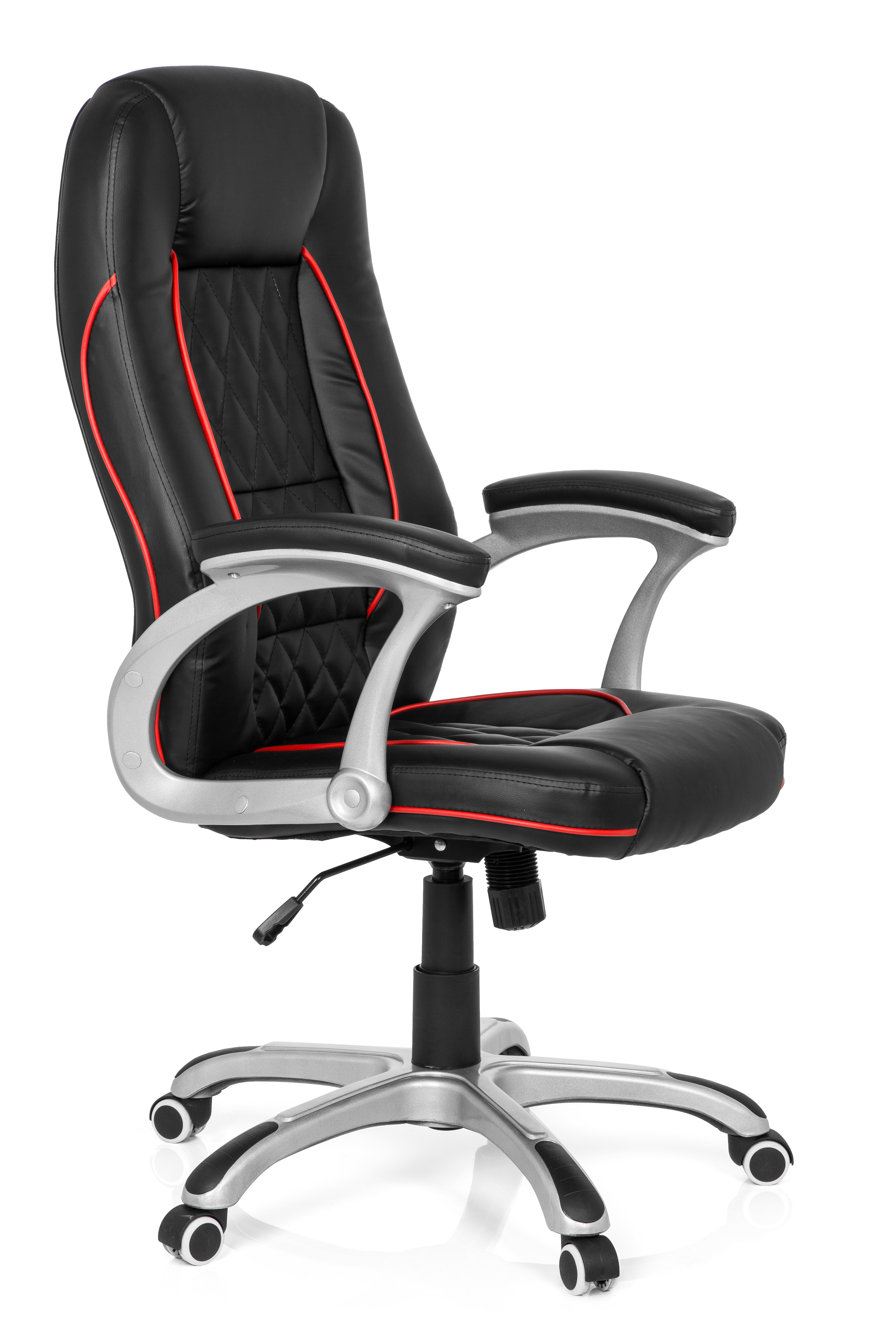 Executive chair faux leather black red