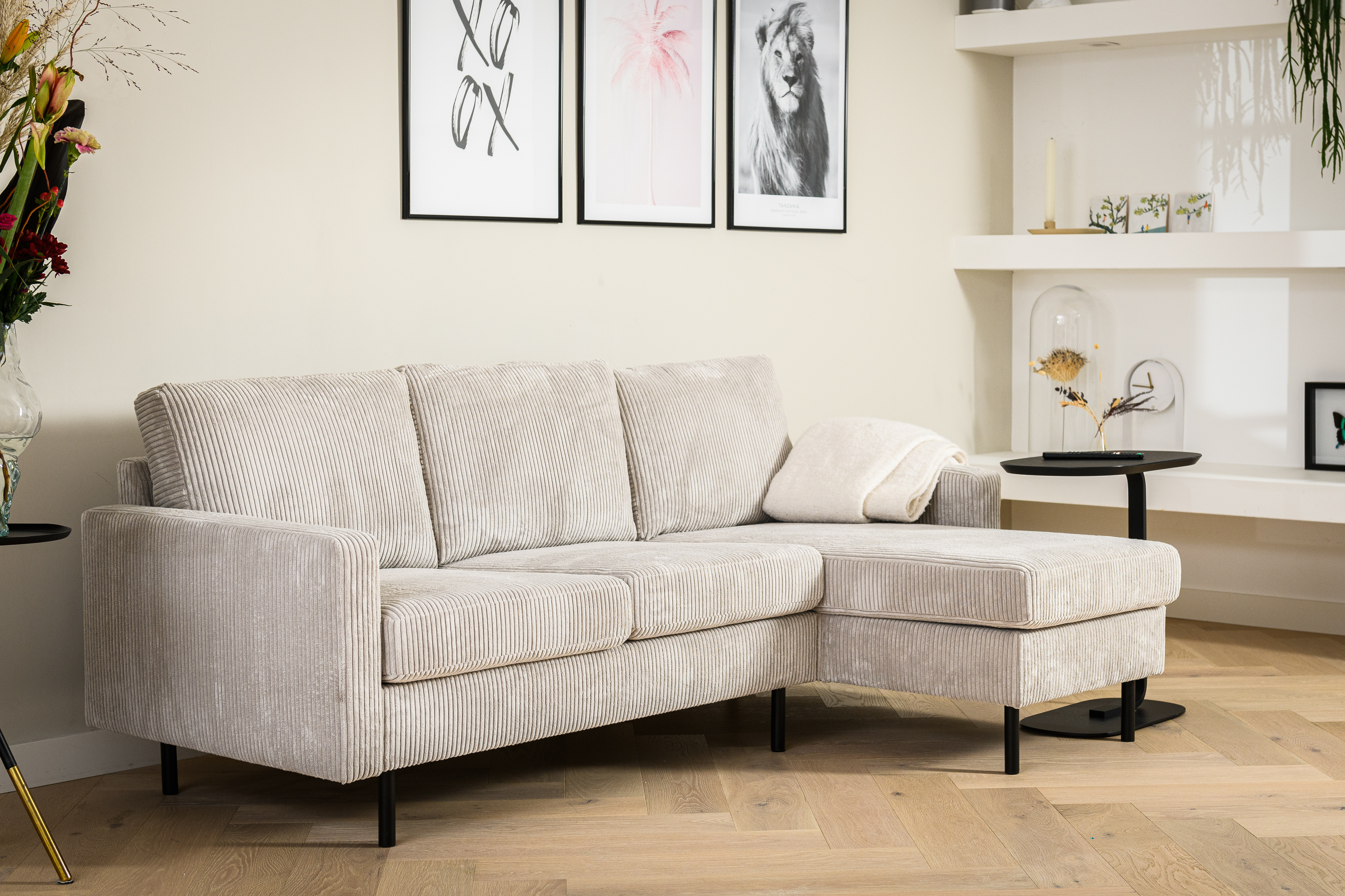 3-seater sofa CL L+R RIB Cream