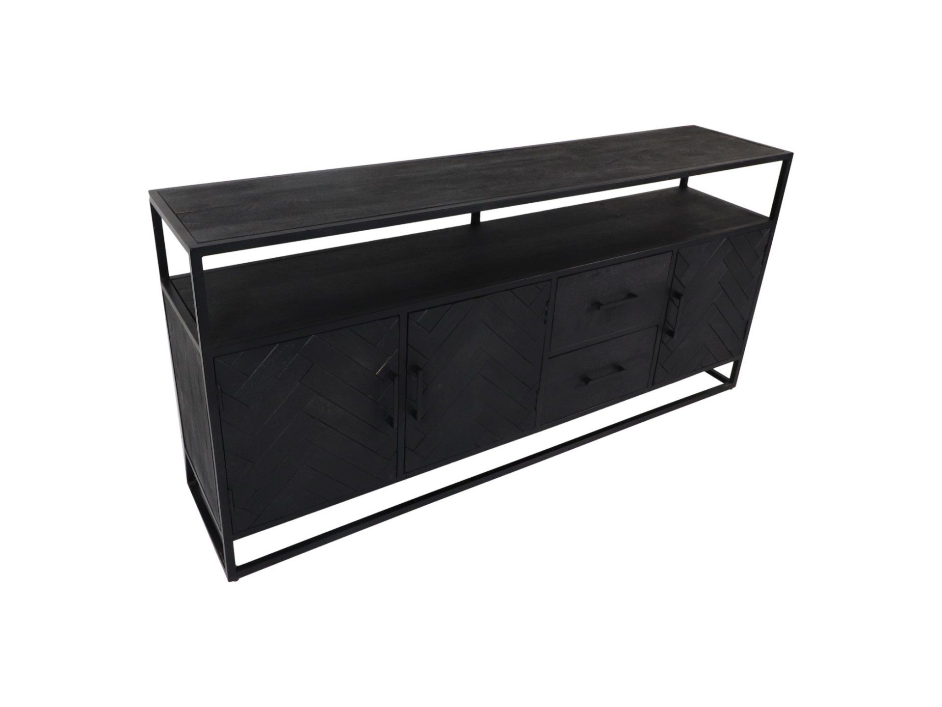 Verona Kleiderschrank Mangoholz Metall Schwarz