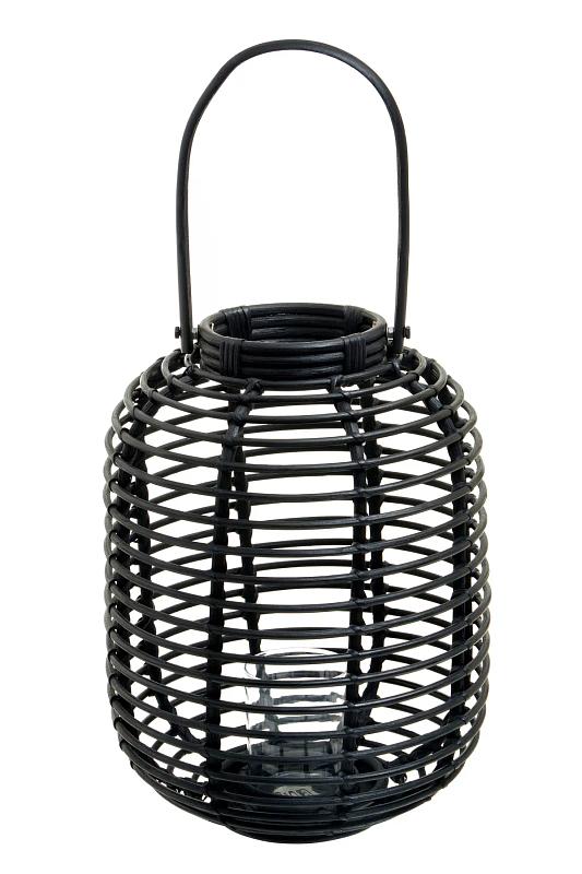 Mataram Kleine Schwarze Naturrattan Laterne
