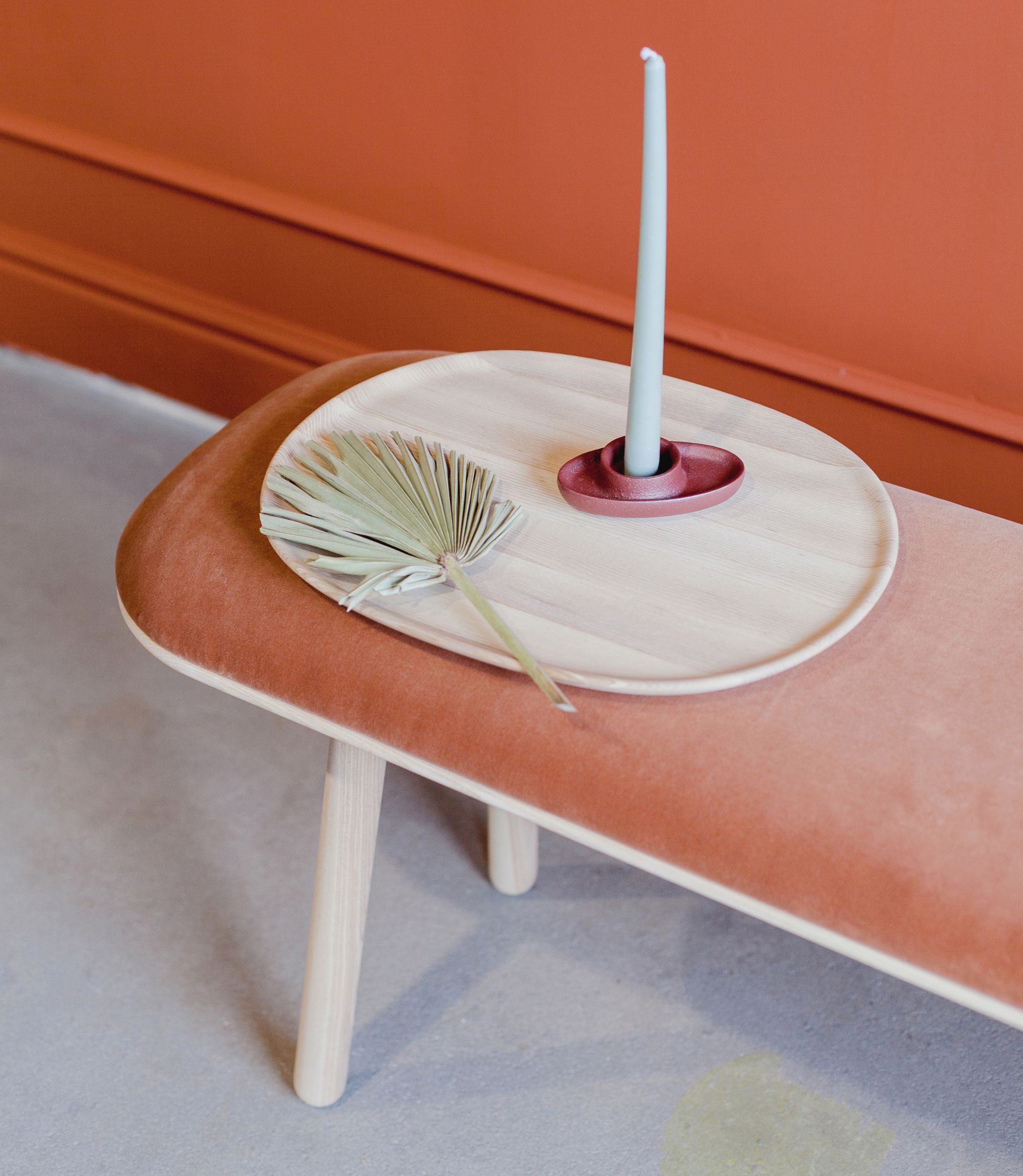 Panca Naïve Frassino Velluto Terracotta