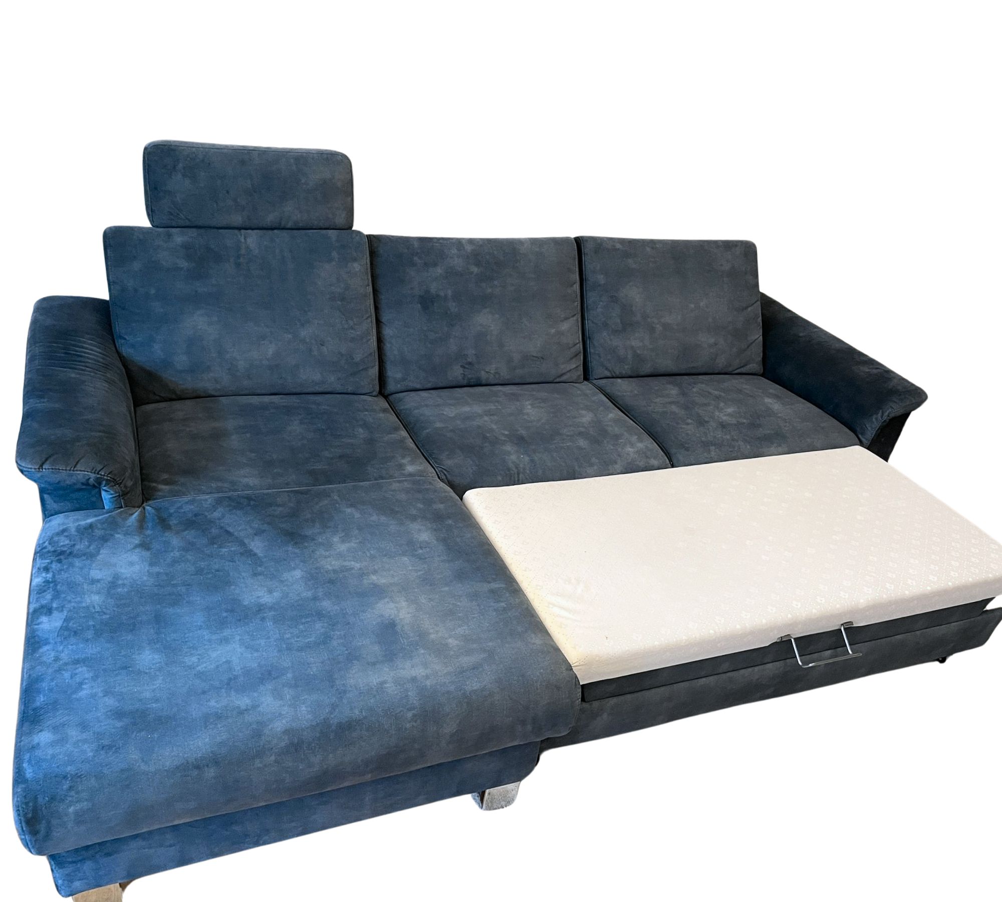 Schlafsofa mit Bettkasten Samt Blau