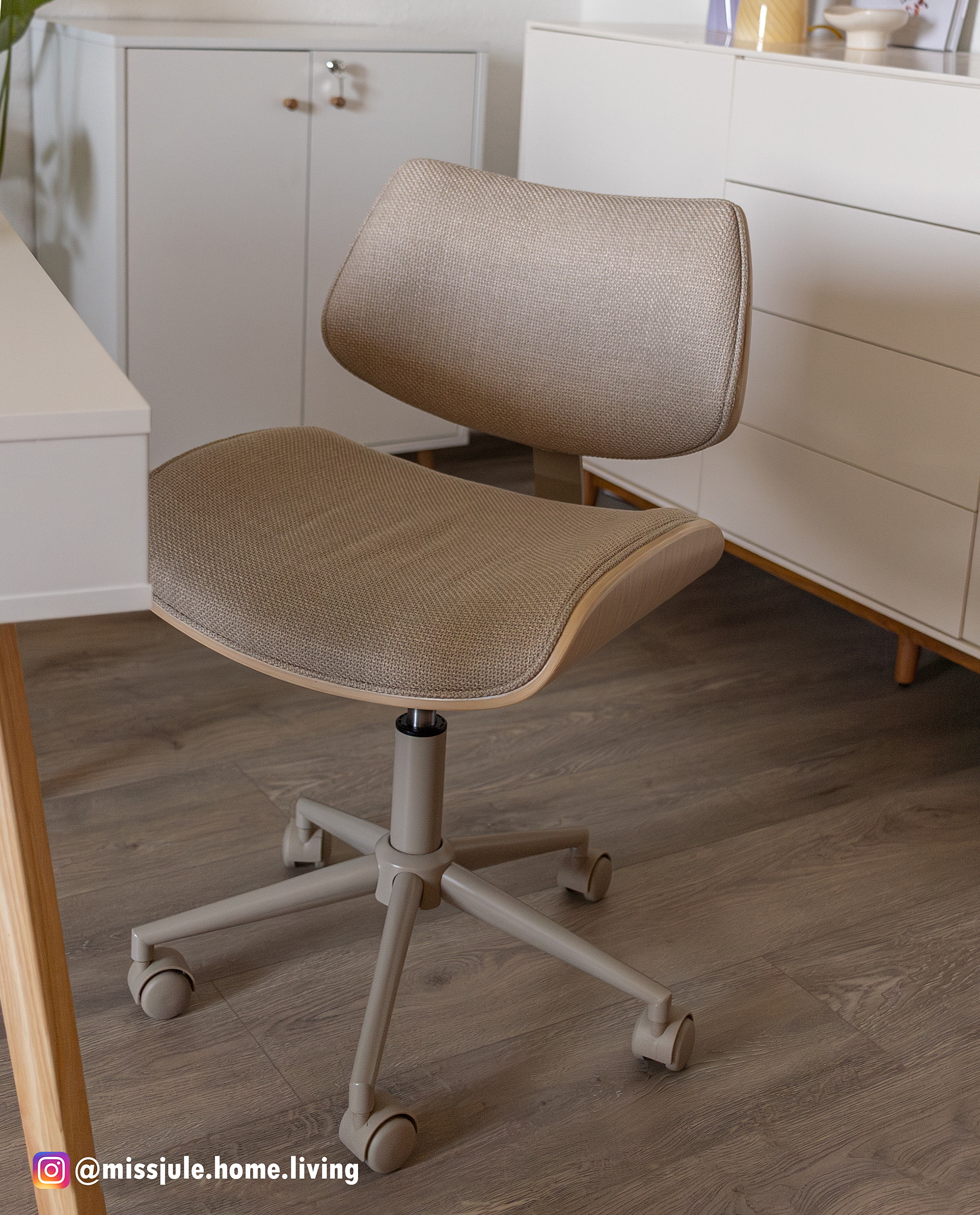 Office swivel chair DICMO Chenille Iron Beige