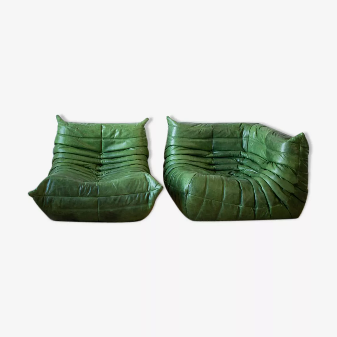 Togo Lounge Set 2 pezzi pelle Pull-Up verde