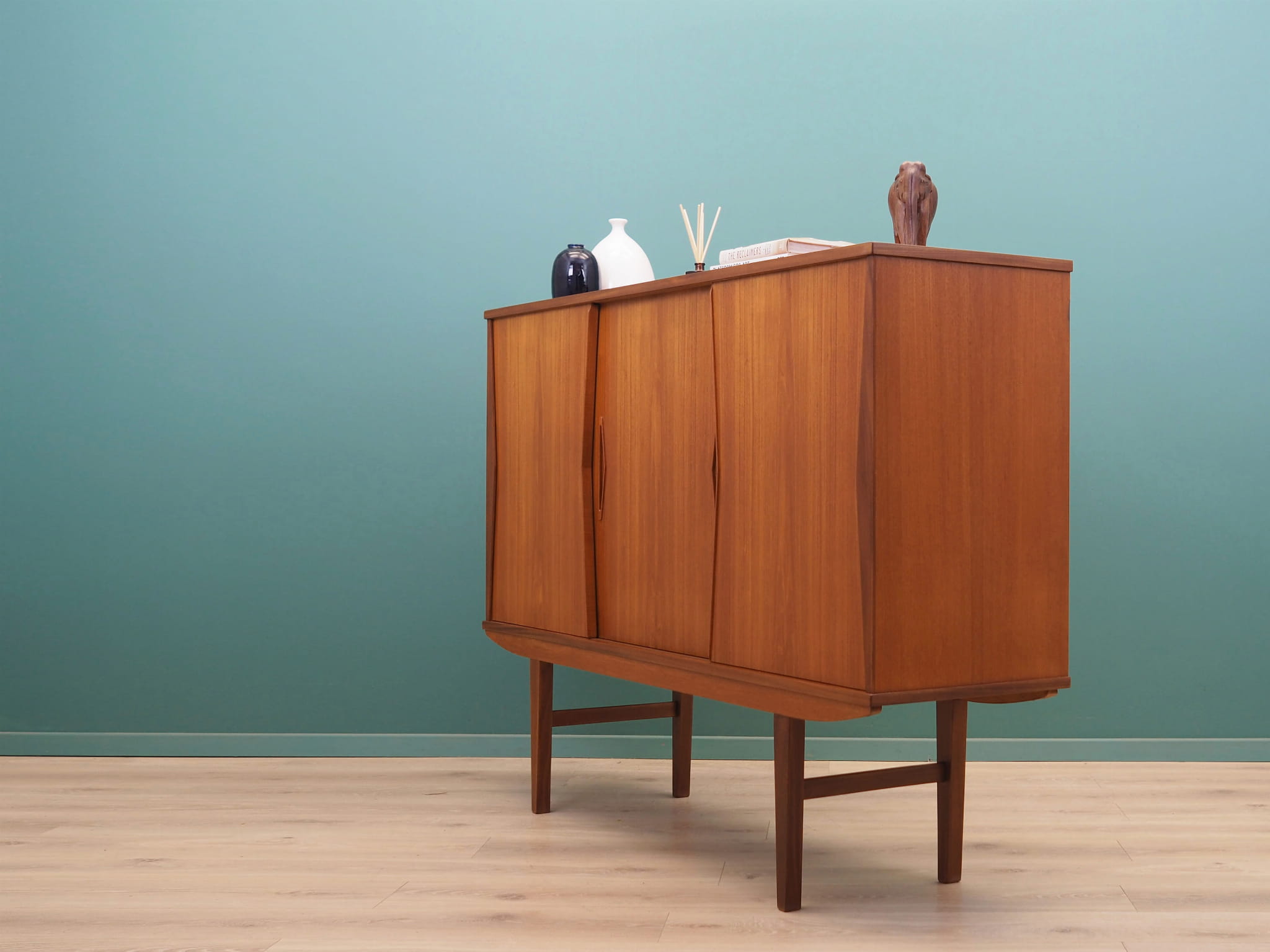 Vintage Highboard Teakholz Braun 1960er Jahre