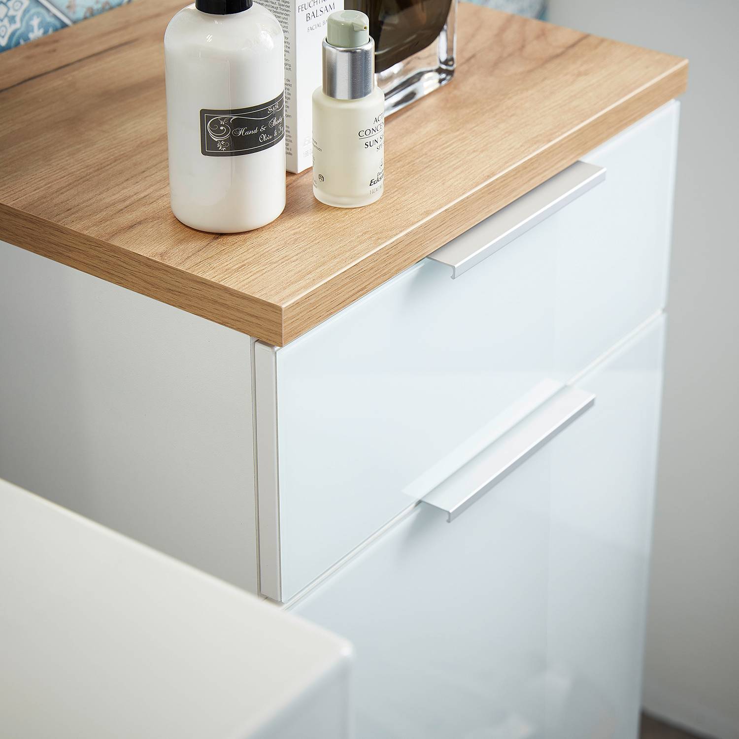 Unterschrank Pescara Glas Eiche Navarra Dekor