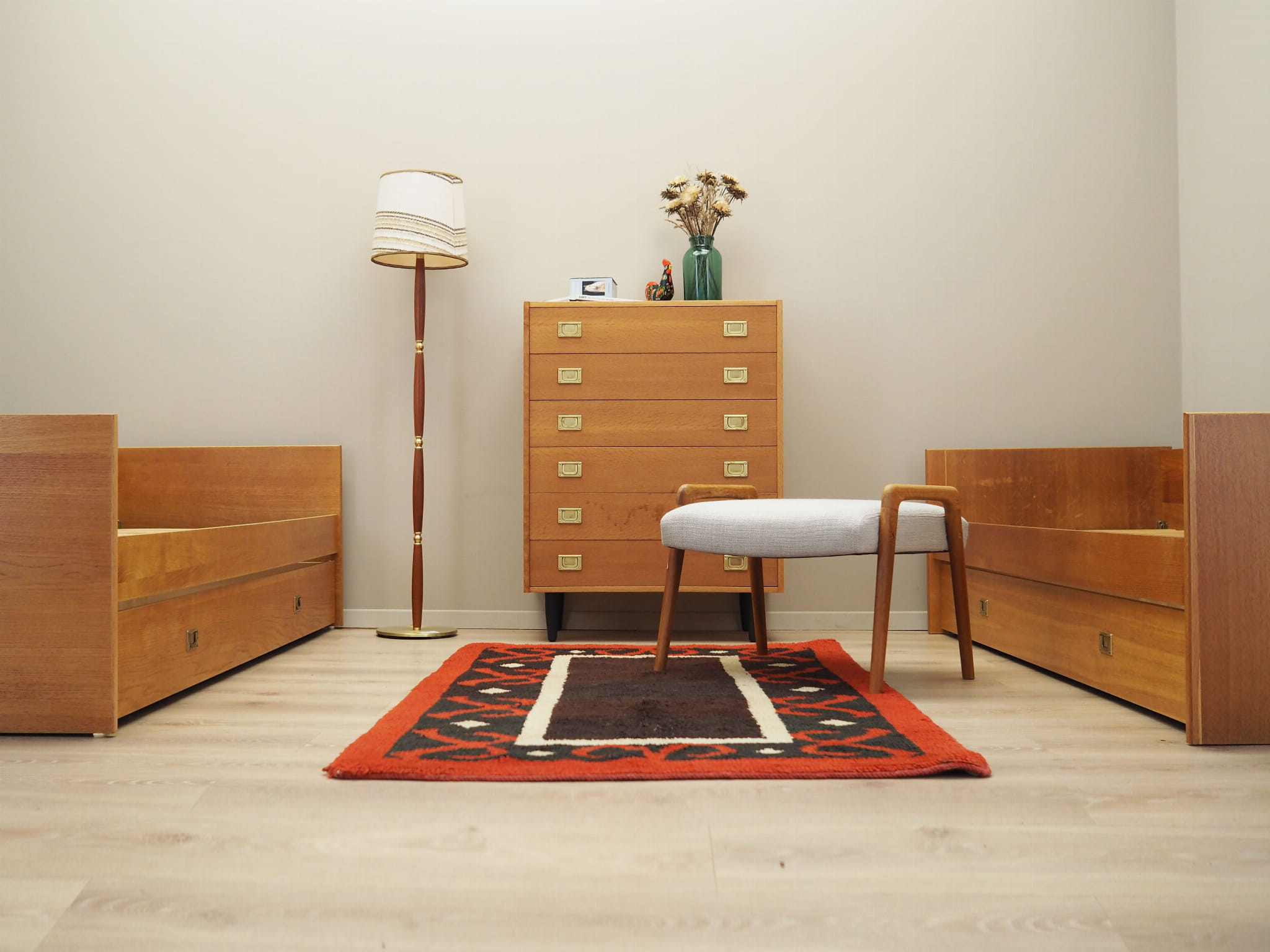 Vintage Bett Holz Braun 1970er Jahre 