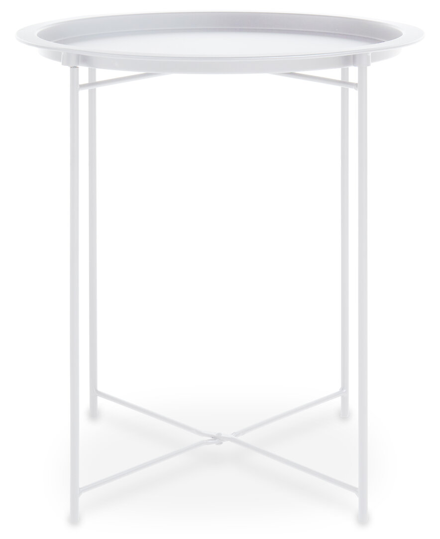 Steel Round Side Table Metal White