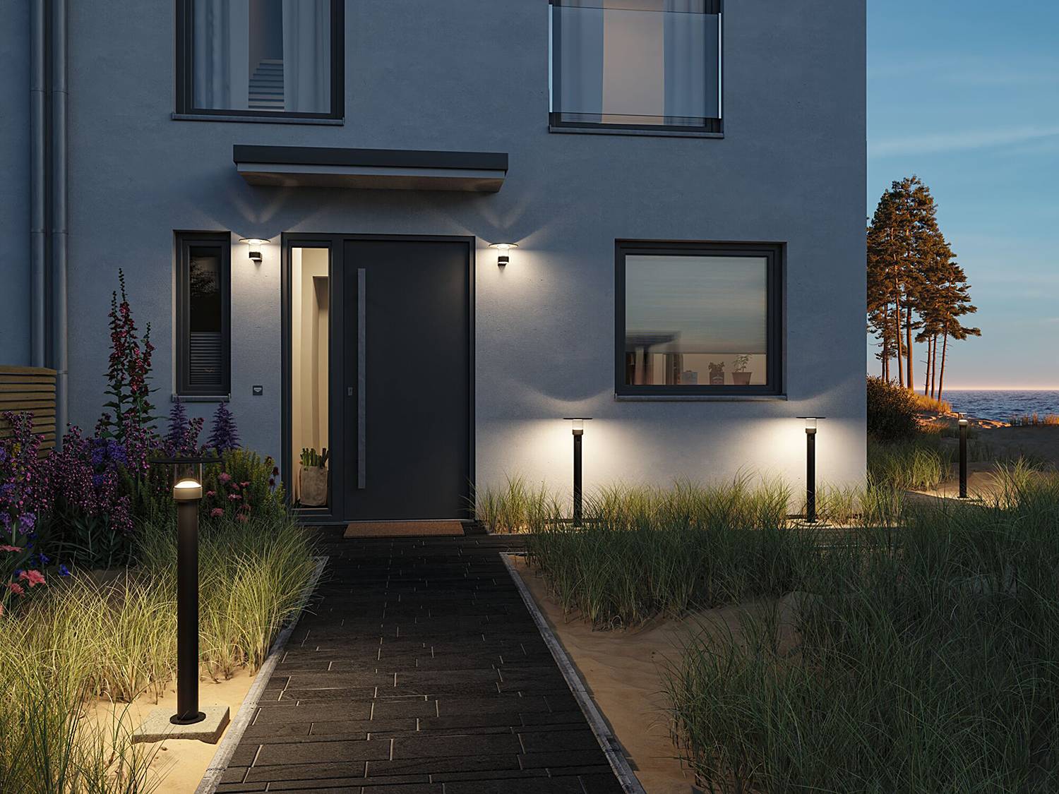 Wandleuchte Sienna mit Sensor Aluminium Anthrazit