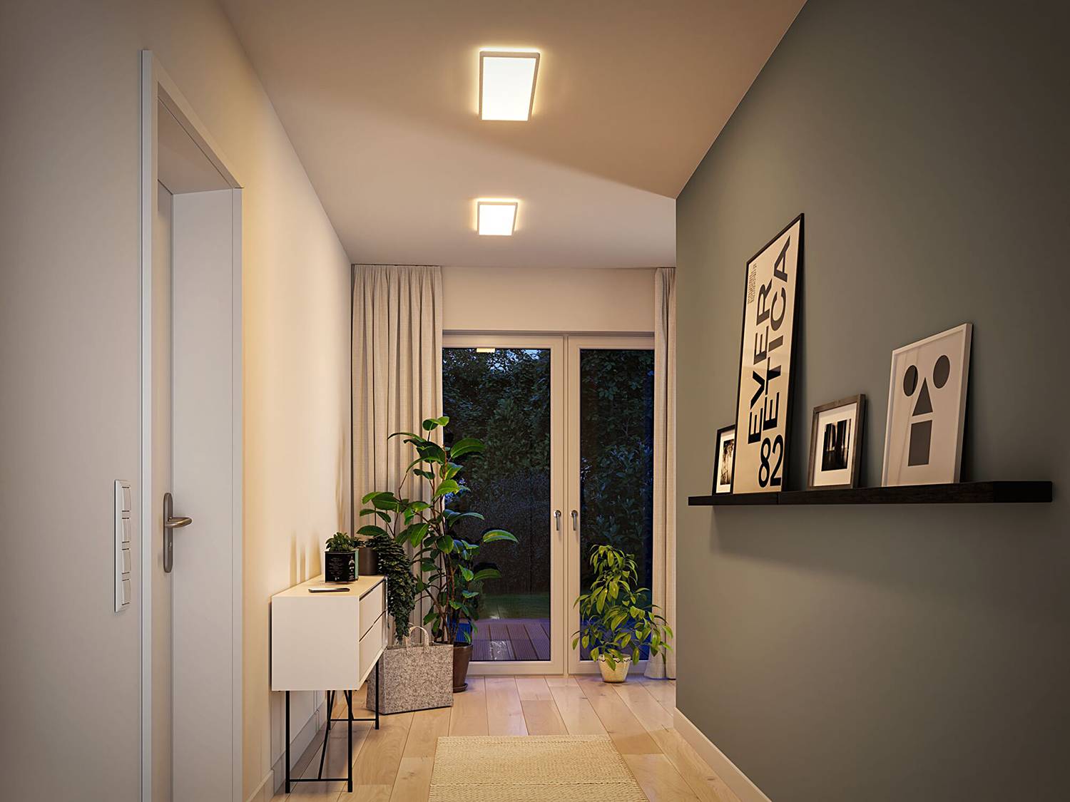 Atria Shine Panel LED-Deckenleuchte Aluminium Weiß