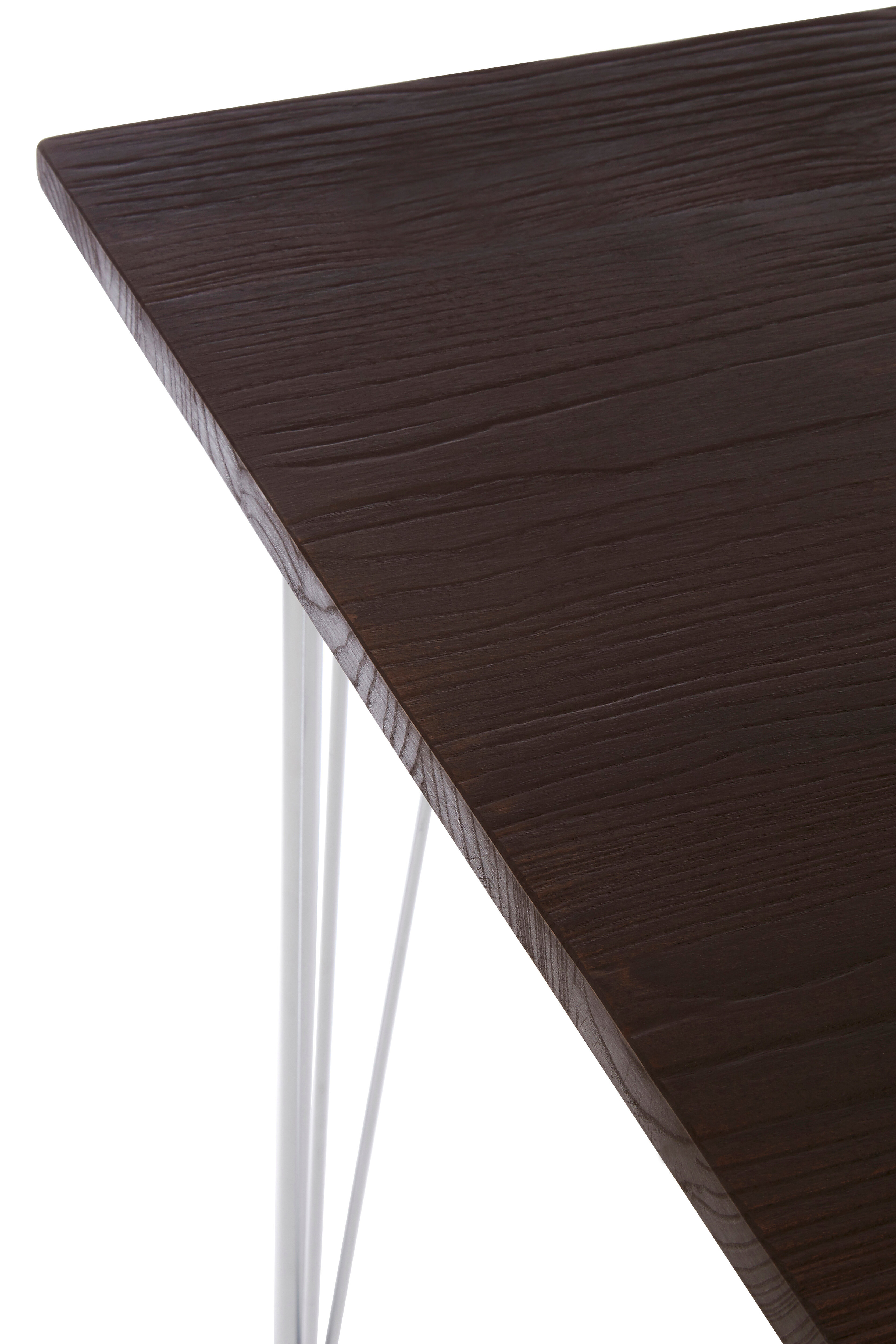 District Chrom Metall und Elm Holz Tisch
