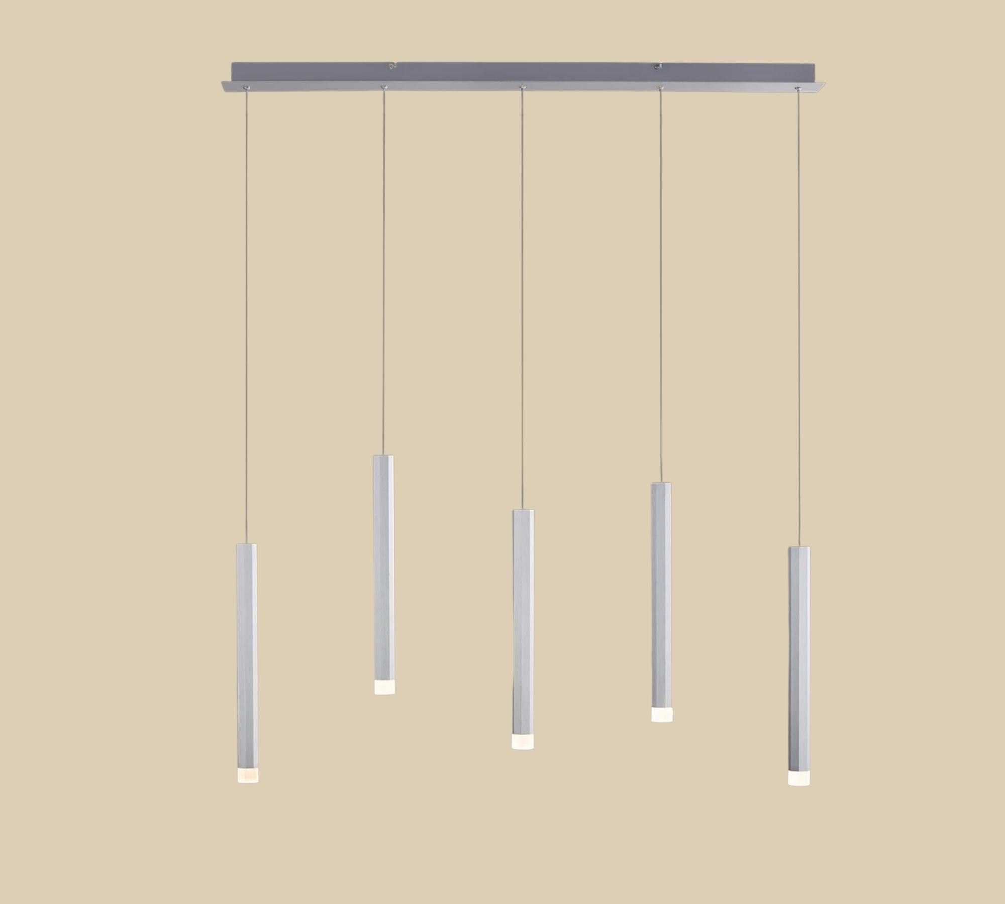 5-Flammige LED-Pendelleuchte Silber