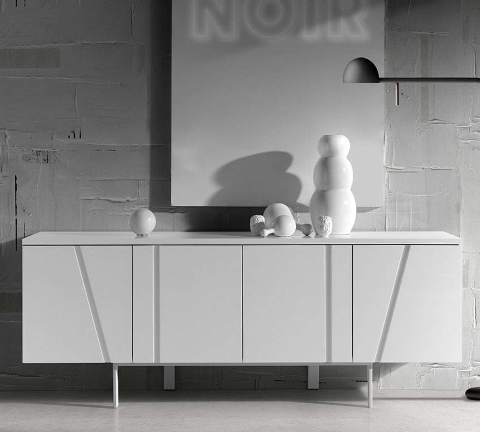 Sideboard Holz Metall Weiß