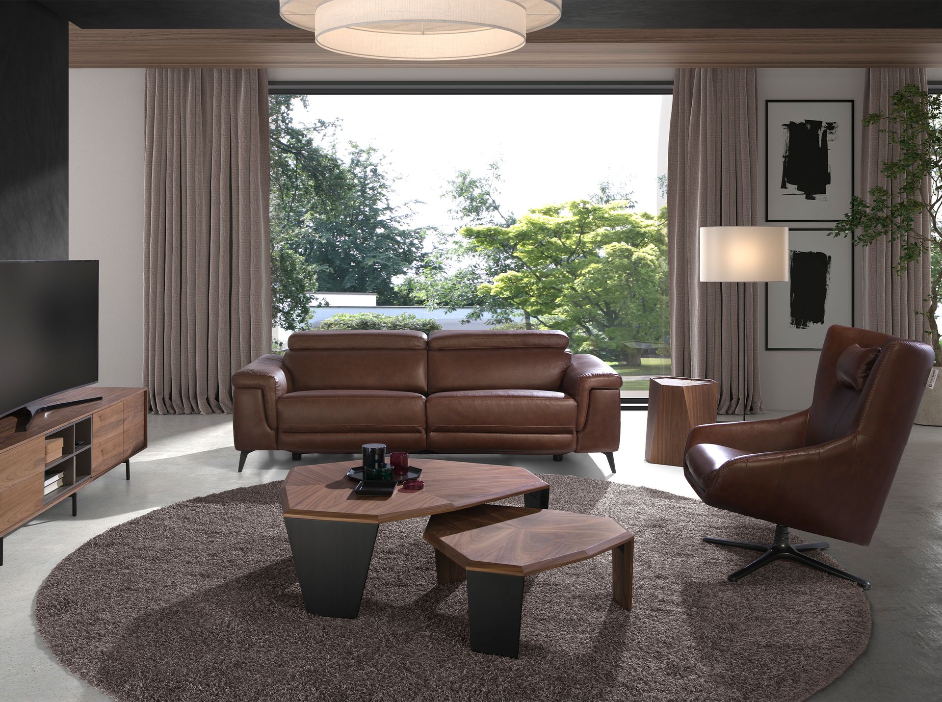 Abstrakter Couchtisch Nussbaum