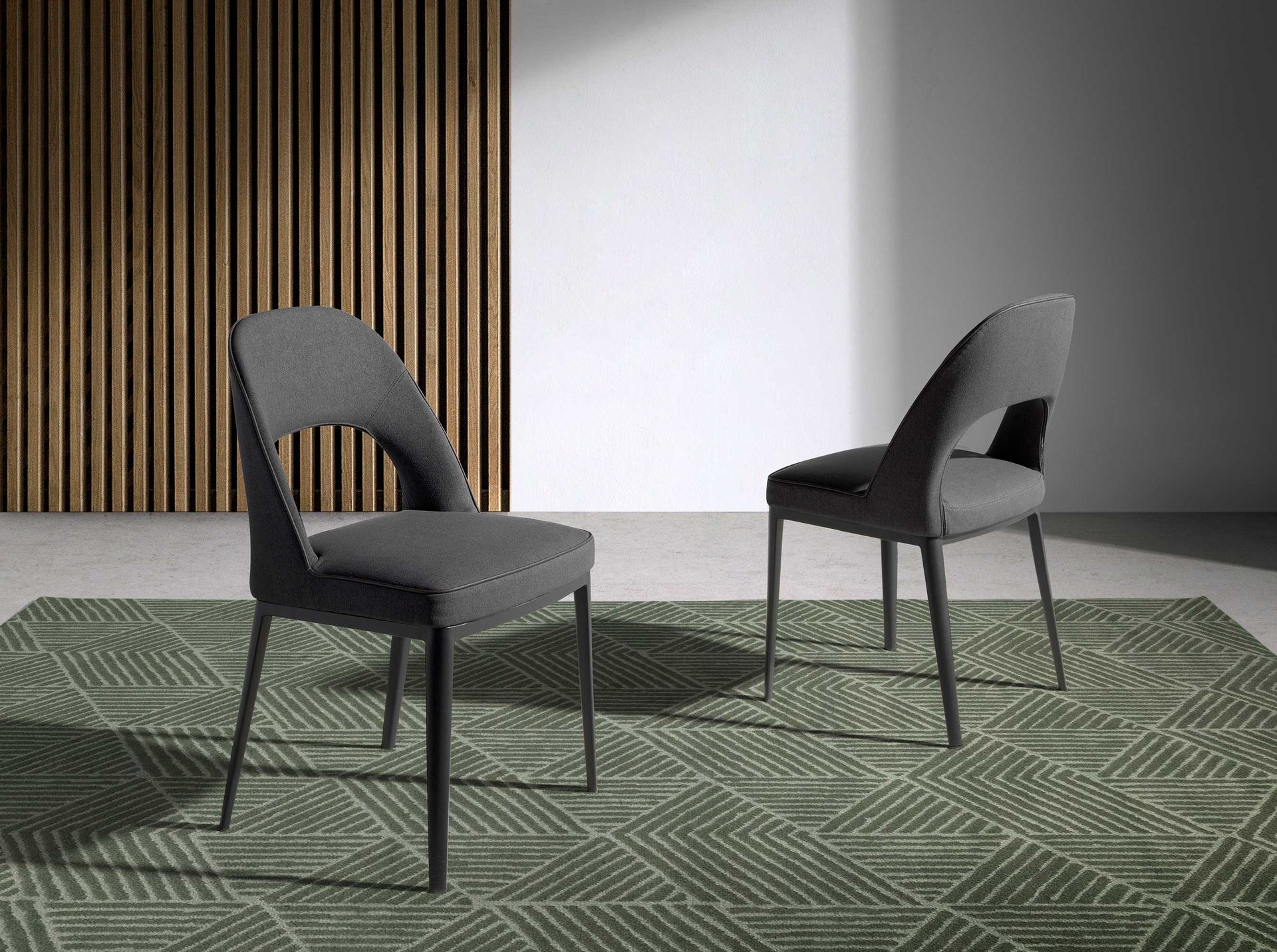 Dining chair stainless steel fabric dark grey