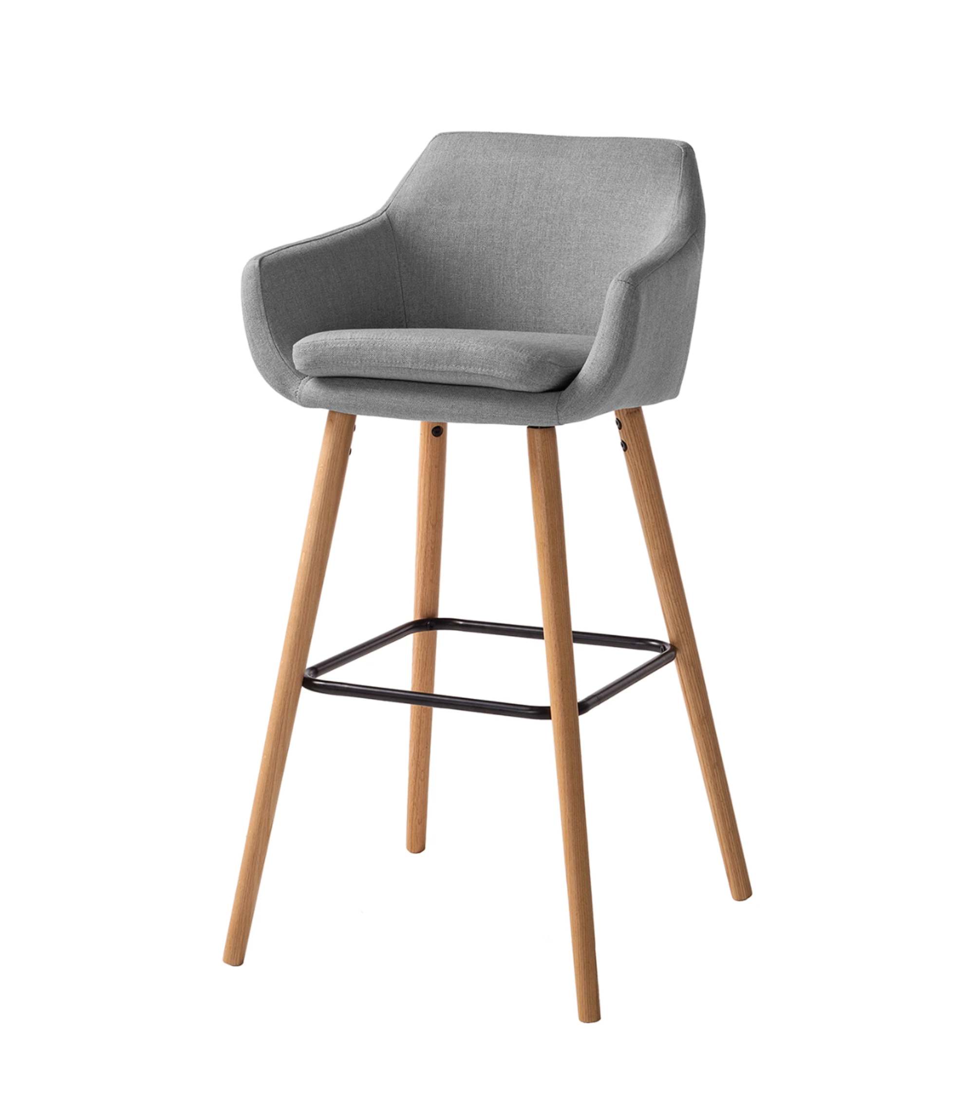 2x Barstuhl Textil Holz Grau
