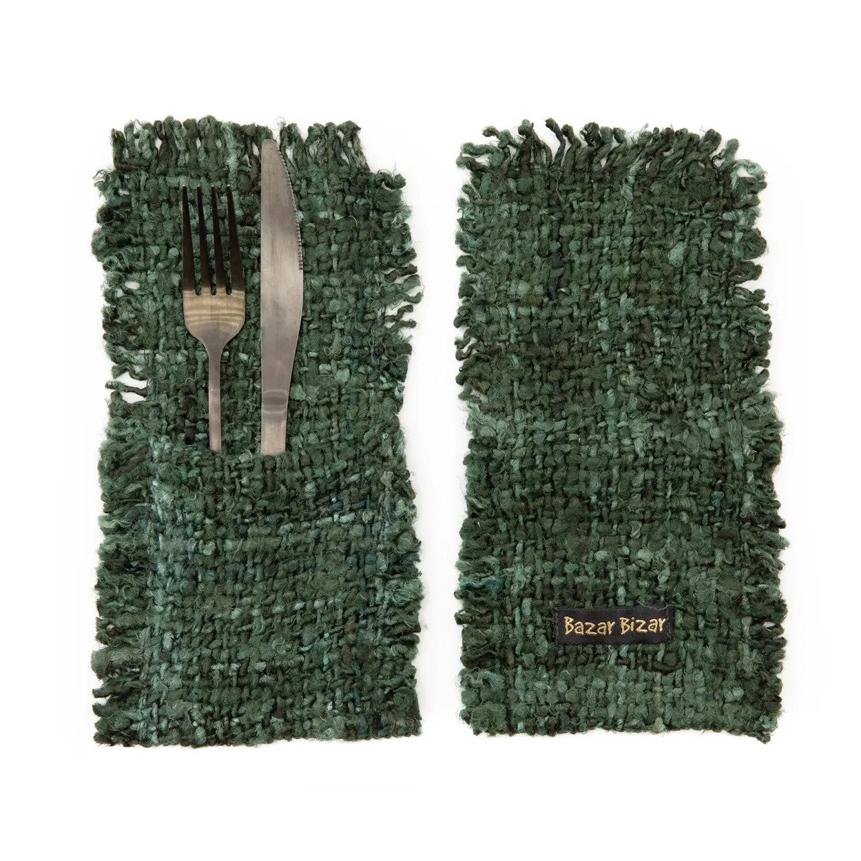 4x Oh My Gee Cutlery Holder Forest Green