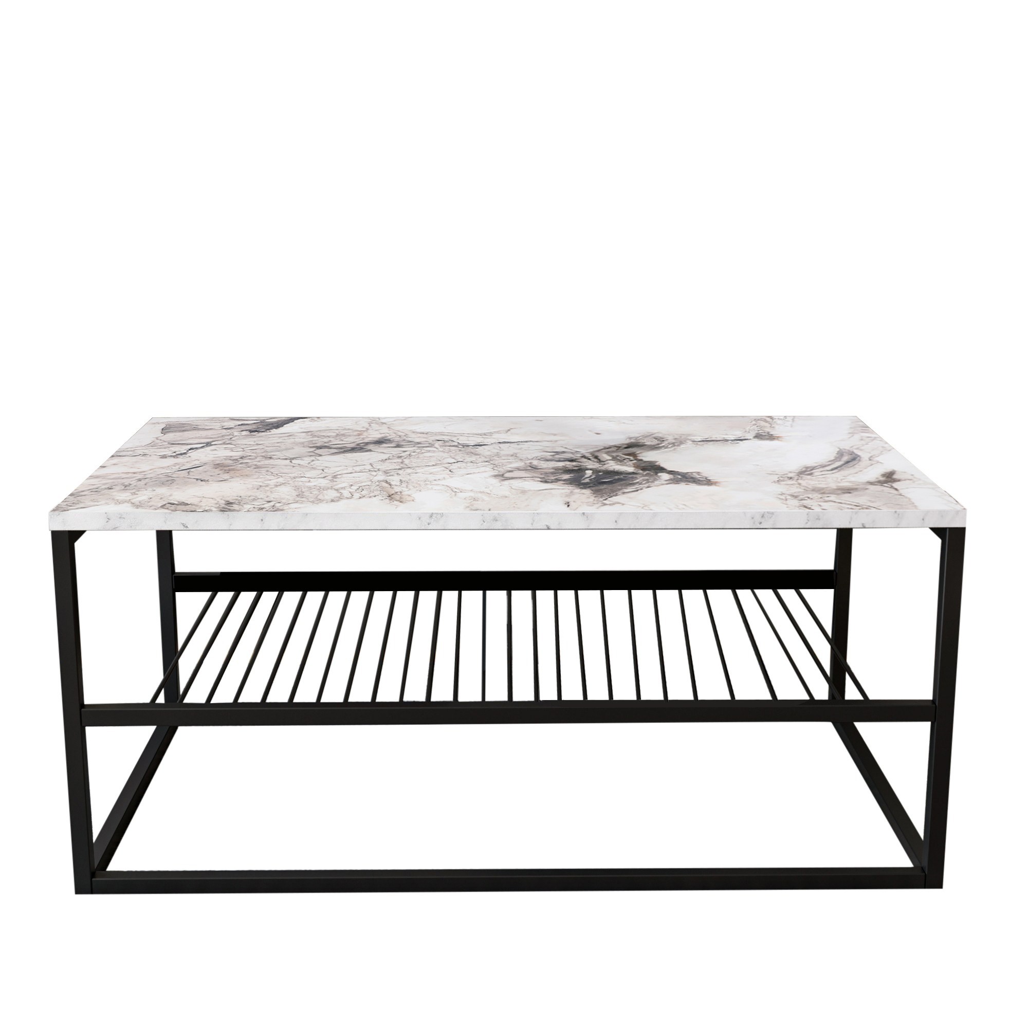 Asude Couchtisch Holzfurnier Weiß Schwarz