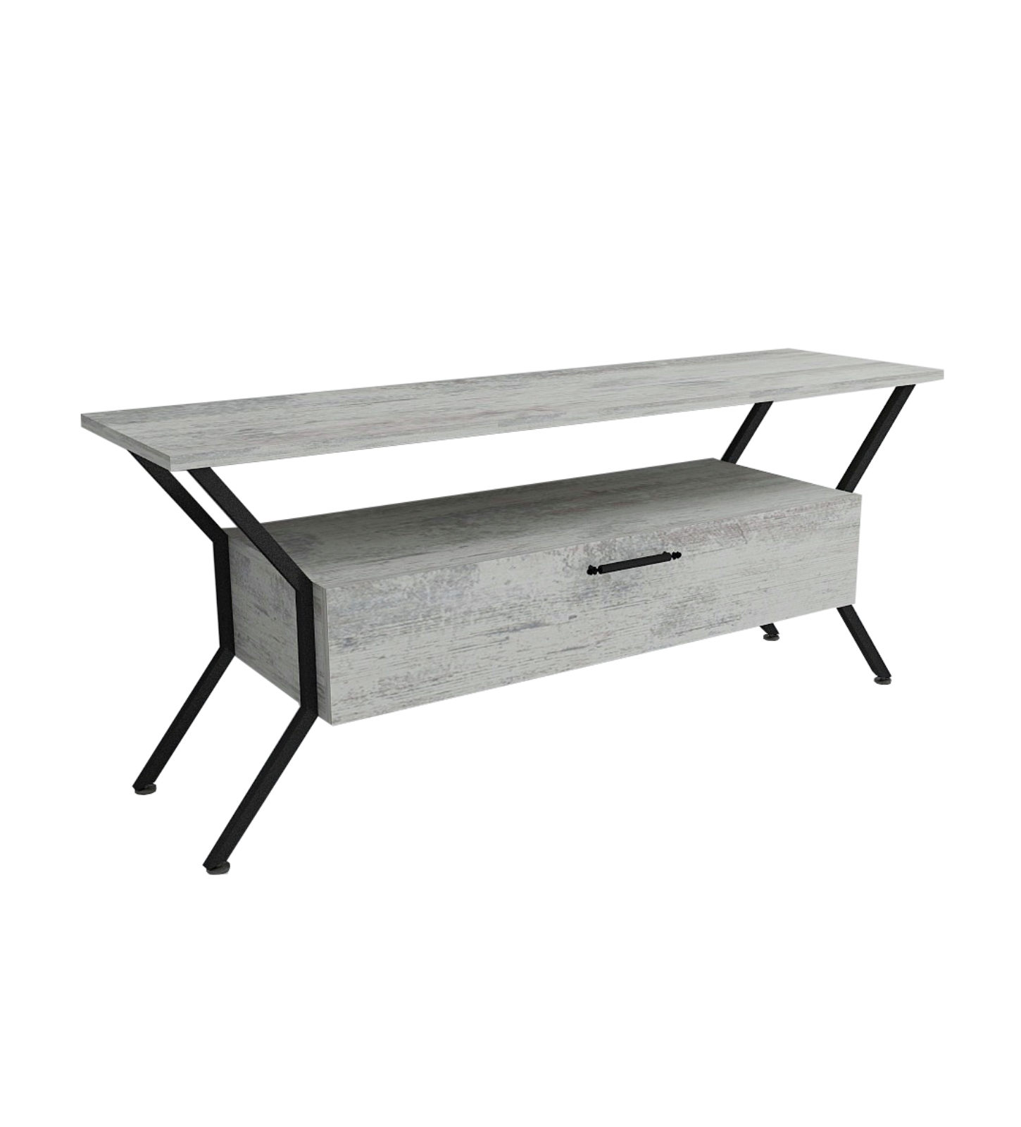 Tarz Lowboard Holzfurnier Grau Schwarz