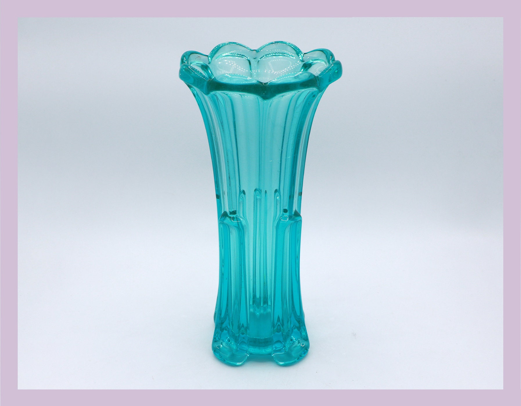 Vintage Vase Glass Turquoise 1958