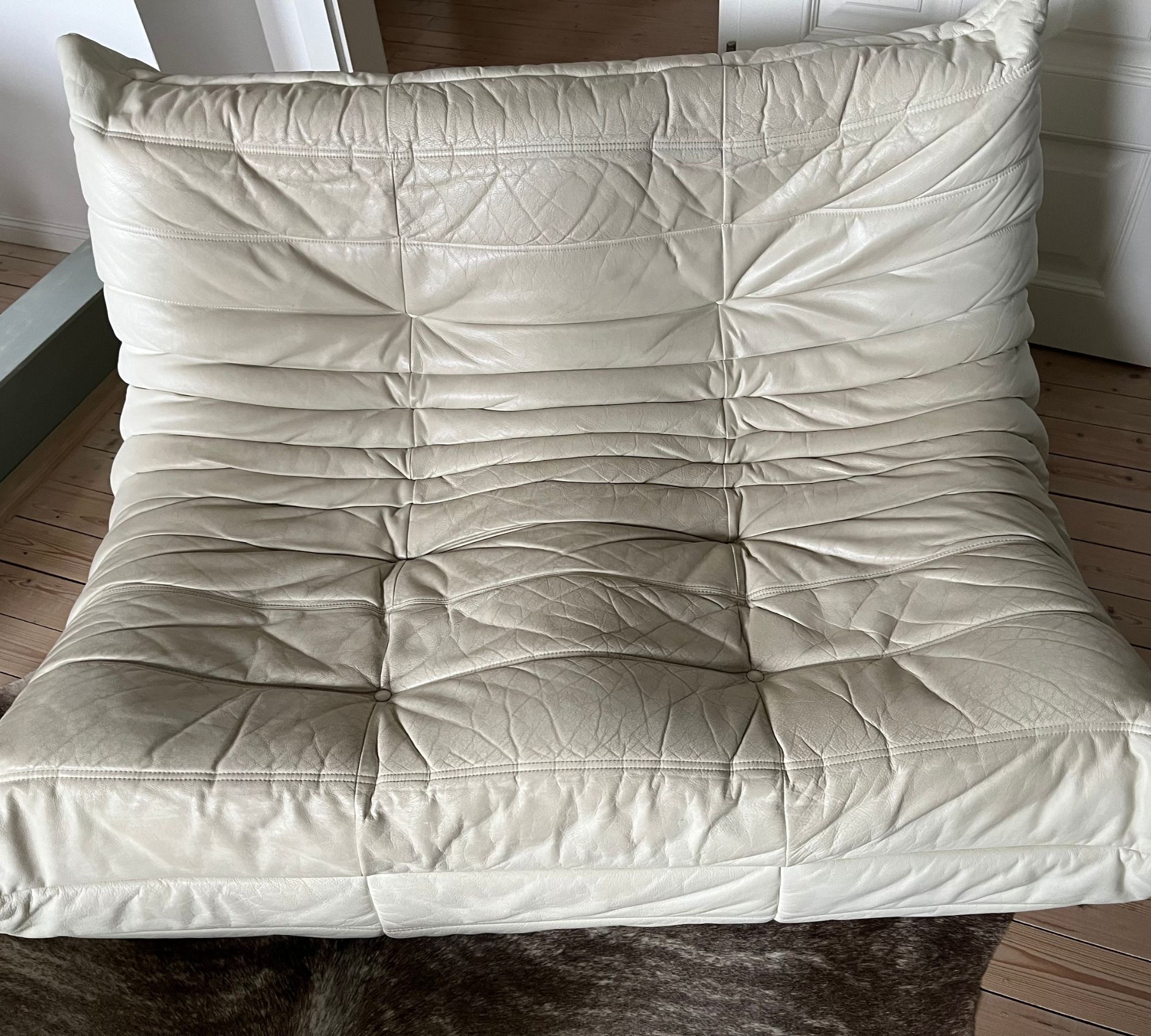 Togo Sofa 2-Sitzer & Sessel Leder Diva Blanc