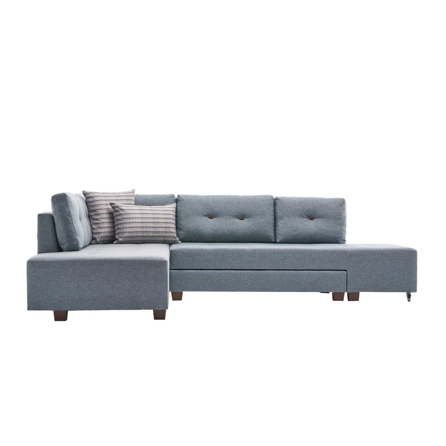 Schlafsofa Links Polyester Holz Hellblau