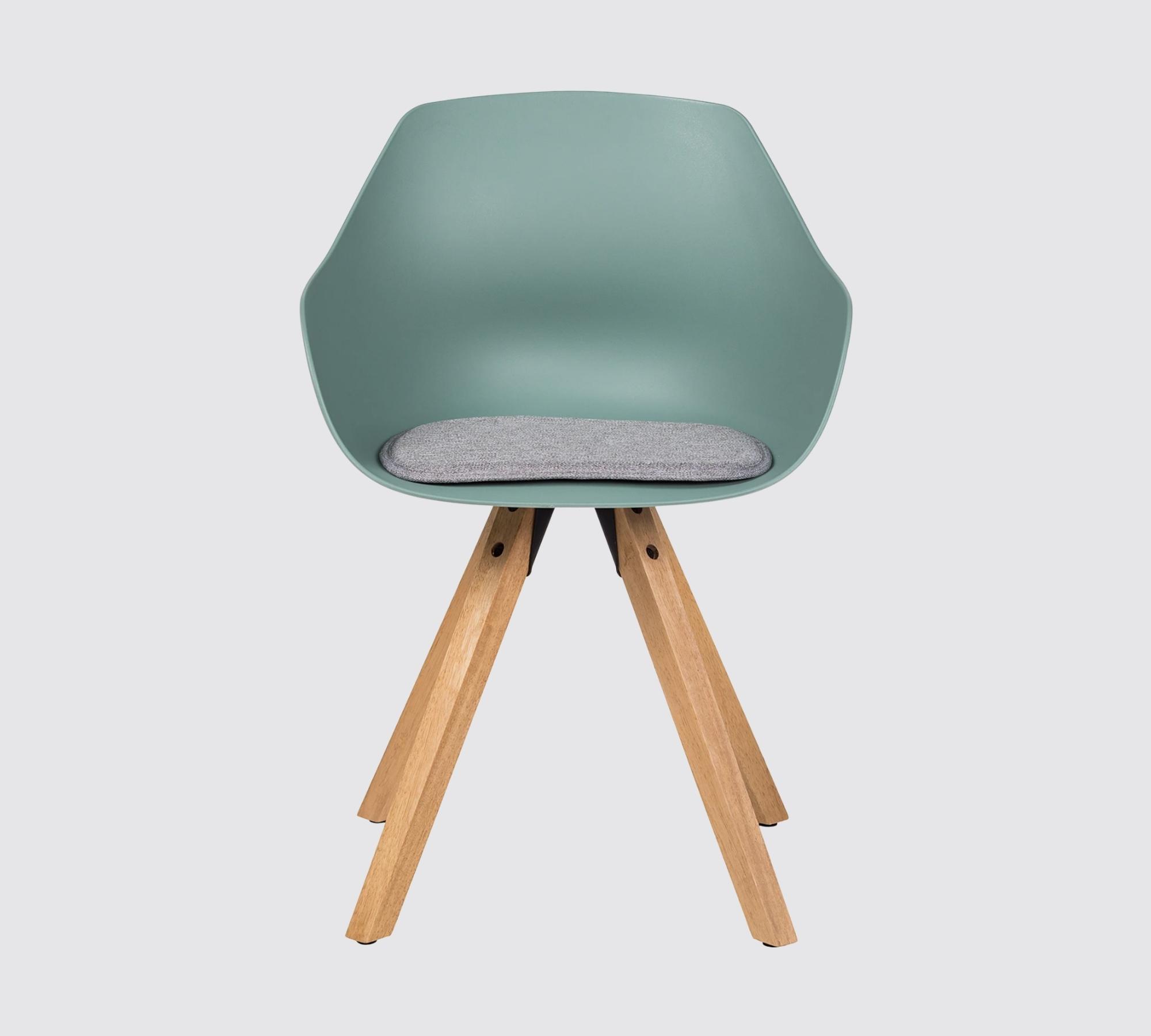 " -> "Mint grey".

    Final check on "Armrest shell chair":
    Armrest (Armlehnen)
    Shell chair (Schalenstuhl)
    With (mit)
    Seat cushion (Sitzkissen)
    Mint grey (Mintgrau)

    This is perfect.

    One last check: "Return only the translated text with no preamble