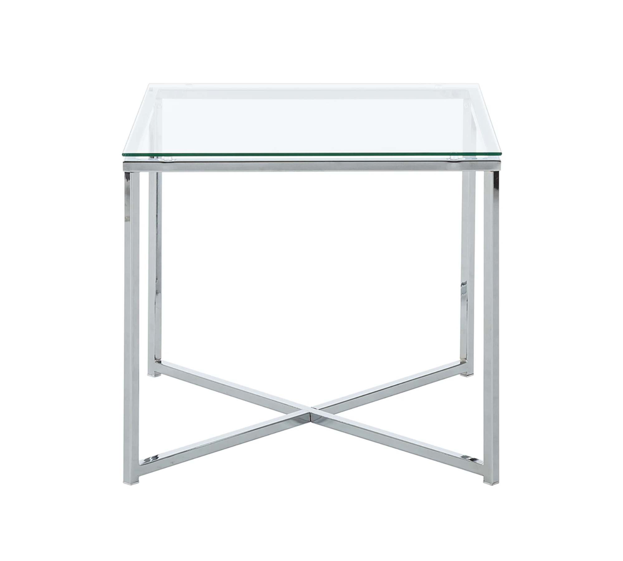 Beistelltisch Glas Metall Silber