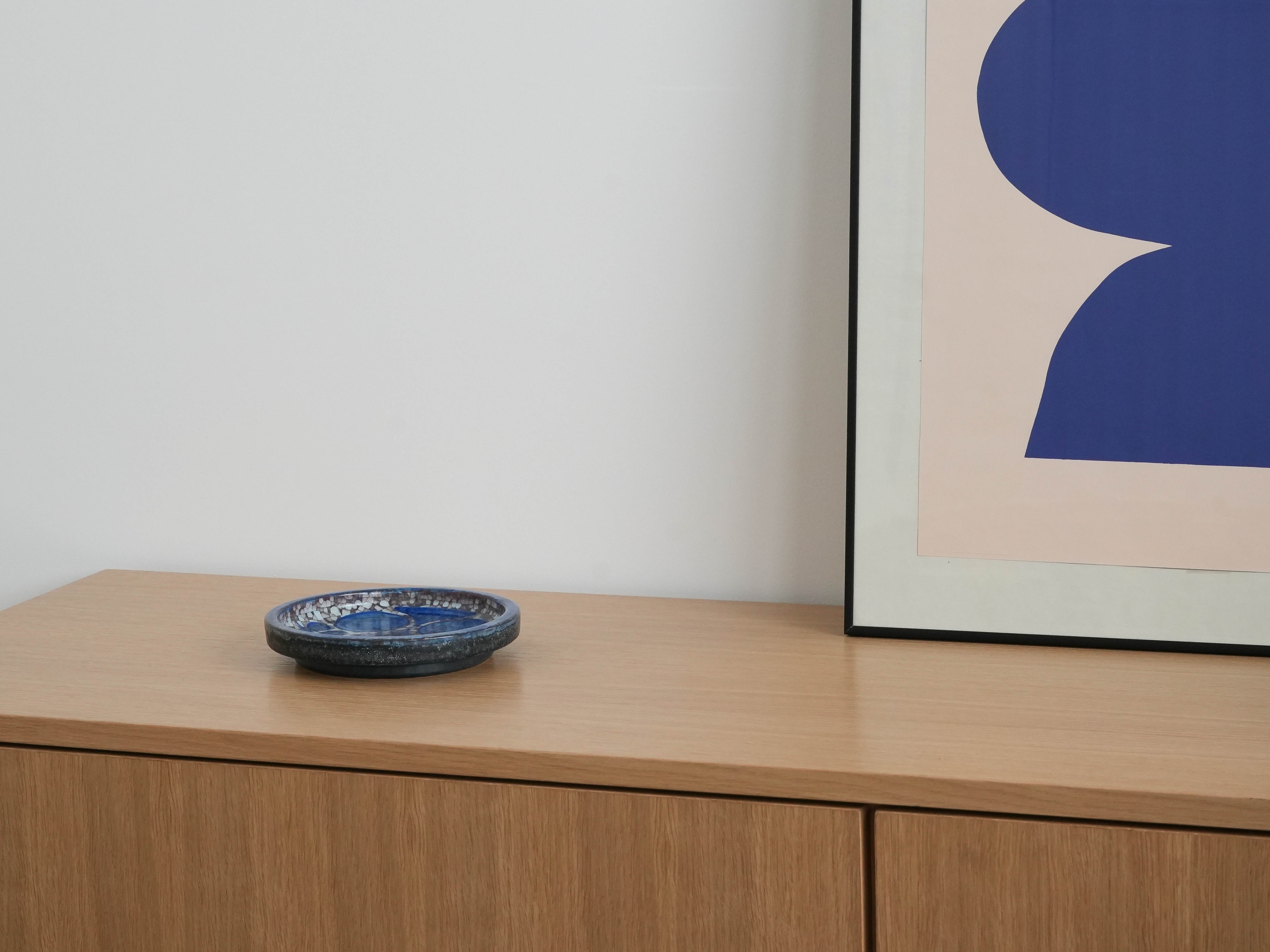 Keramikteller Blau 1960er Jahre