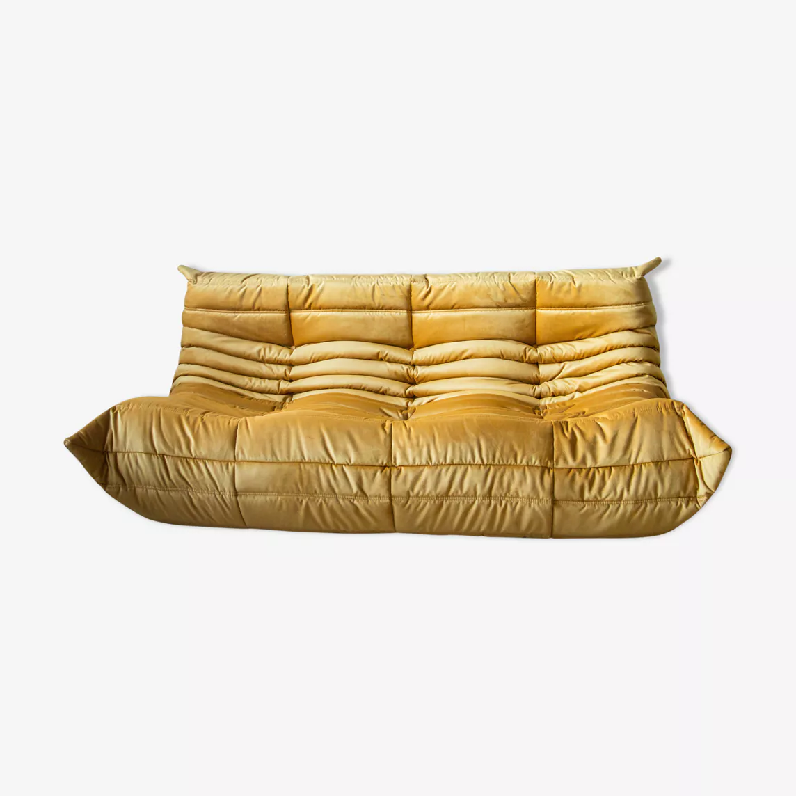 Togo Sofa 3-seater Velvet Gold Yellow