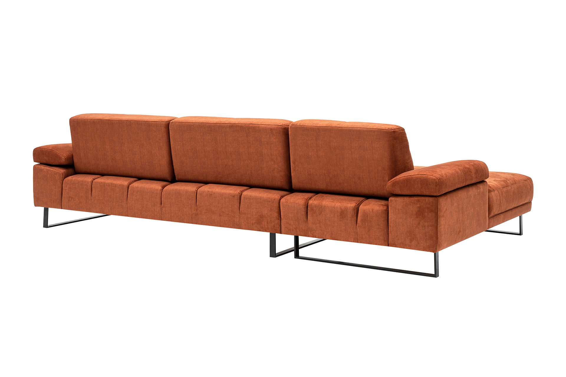 Sofa Récamiere Links Groß Polyester Holz Orange